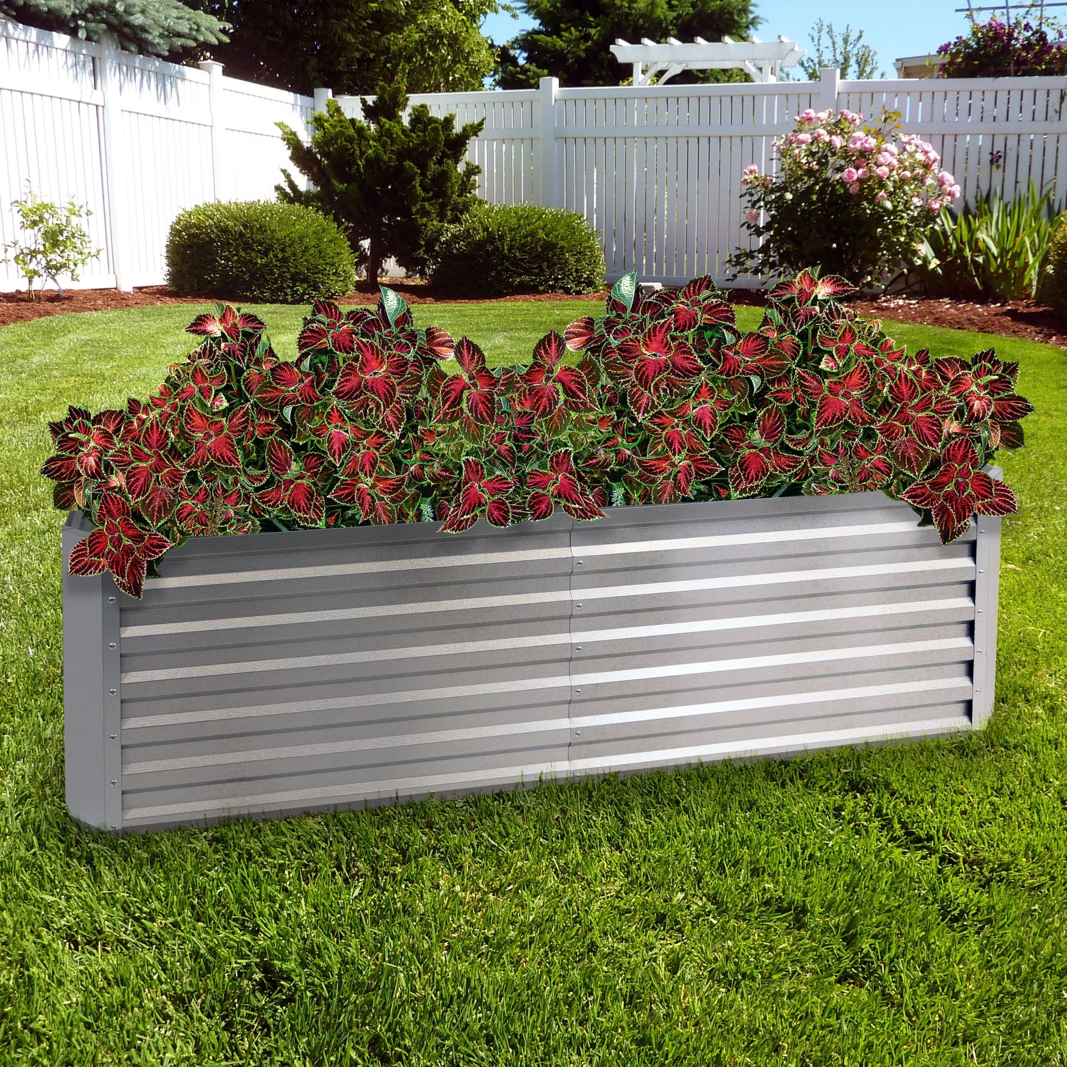 Sunnydaze 71 x 35.5 x 23.5 Rectangular Silver Galvalume Steel Raised Garden Bed