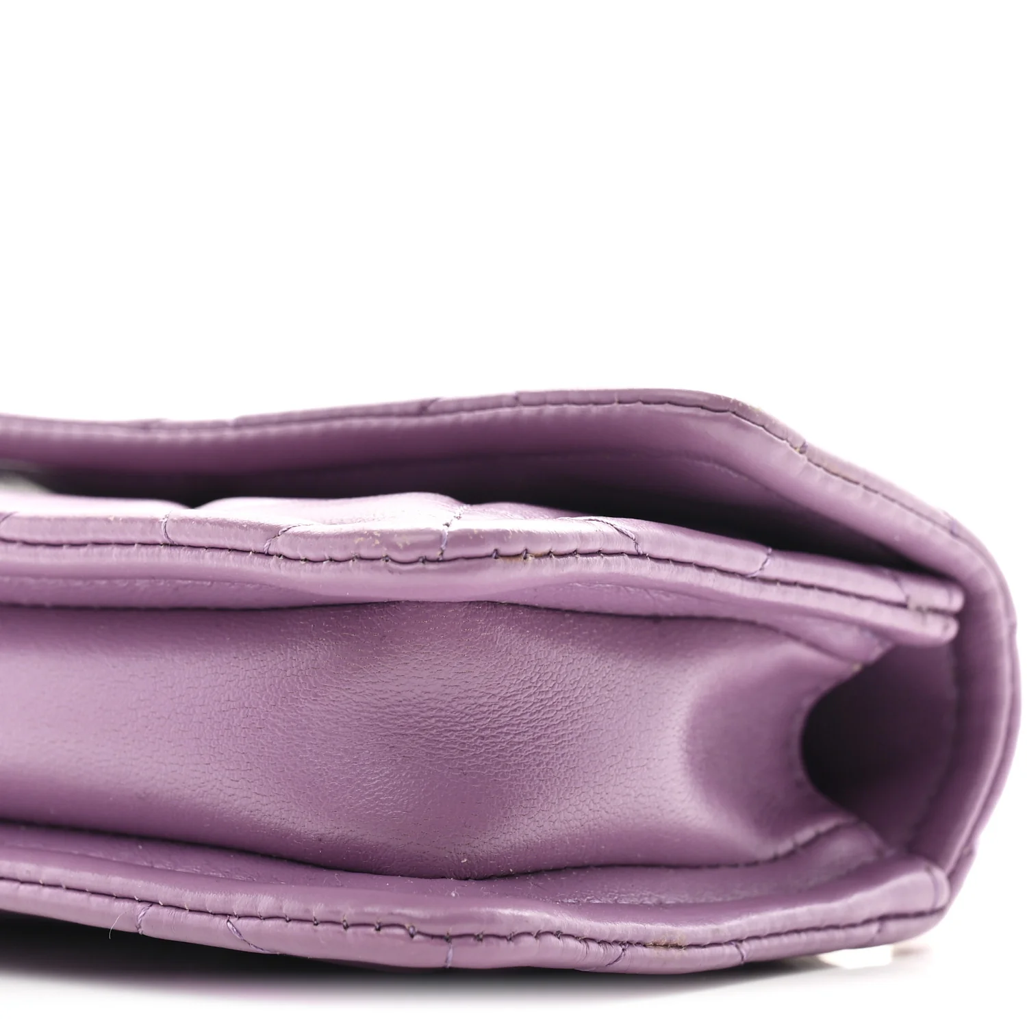 Shiny Lambskin Quilted Extra Mini Flap Purple