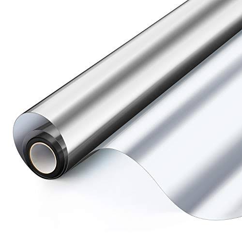 WochiTV One Way Window Film Privacy Window Tint for Home UV Blocking Mirror Reflective X, Silver