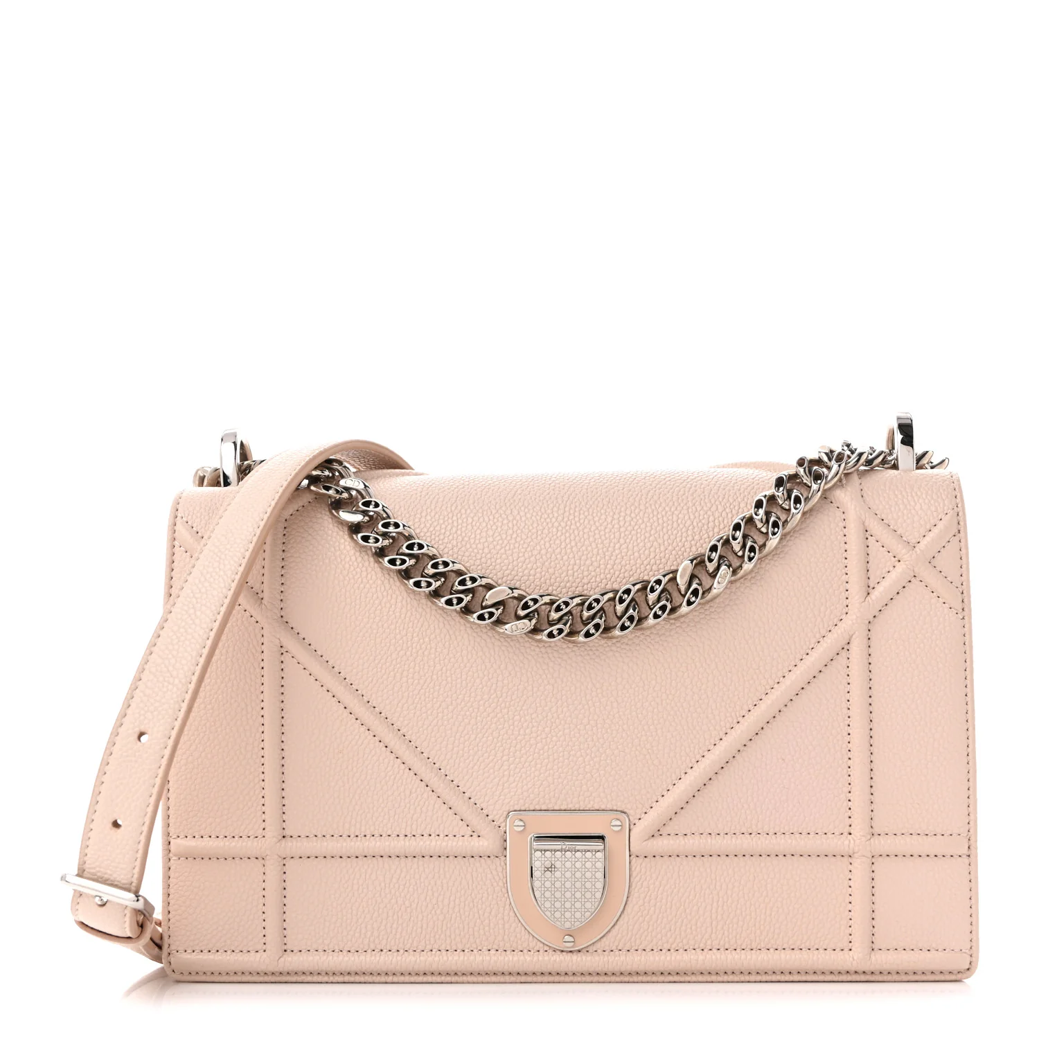 Grained Calfskin Medium Diorama Flap Bag Nude