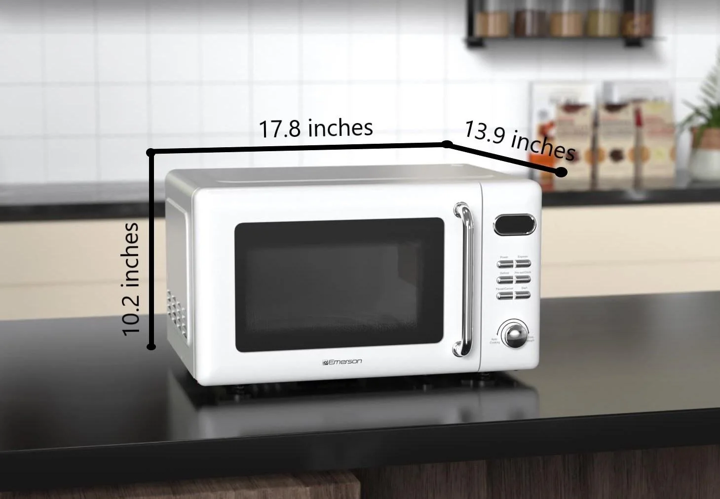 Emerson 0.7 cu ft, 700W White Retro Countertop Microwave Oven, MWR7020W