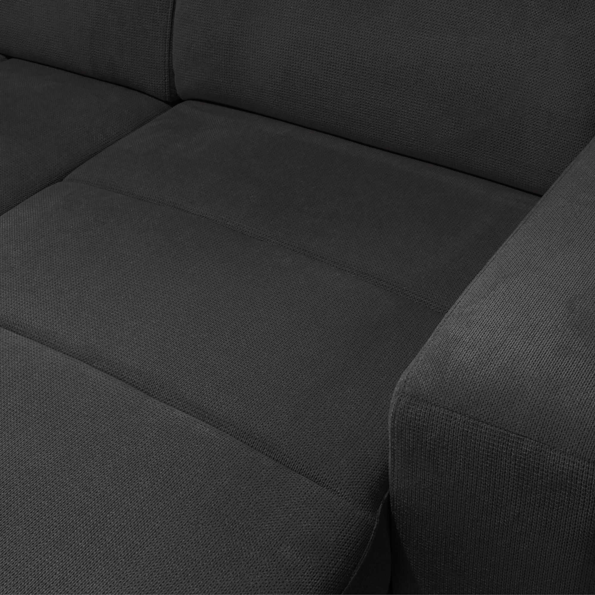 ORIGANO - Canapé d'angle droit convertible avec coffre en tissu doux - gris ardoise