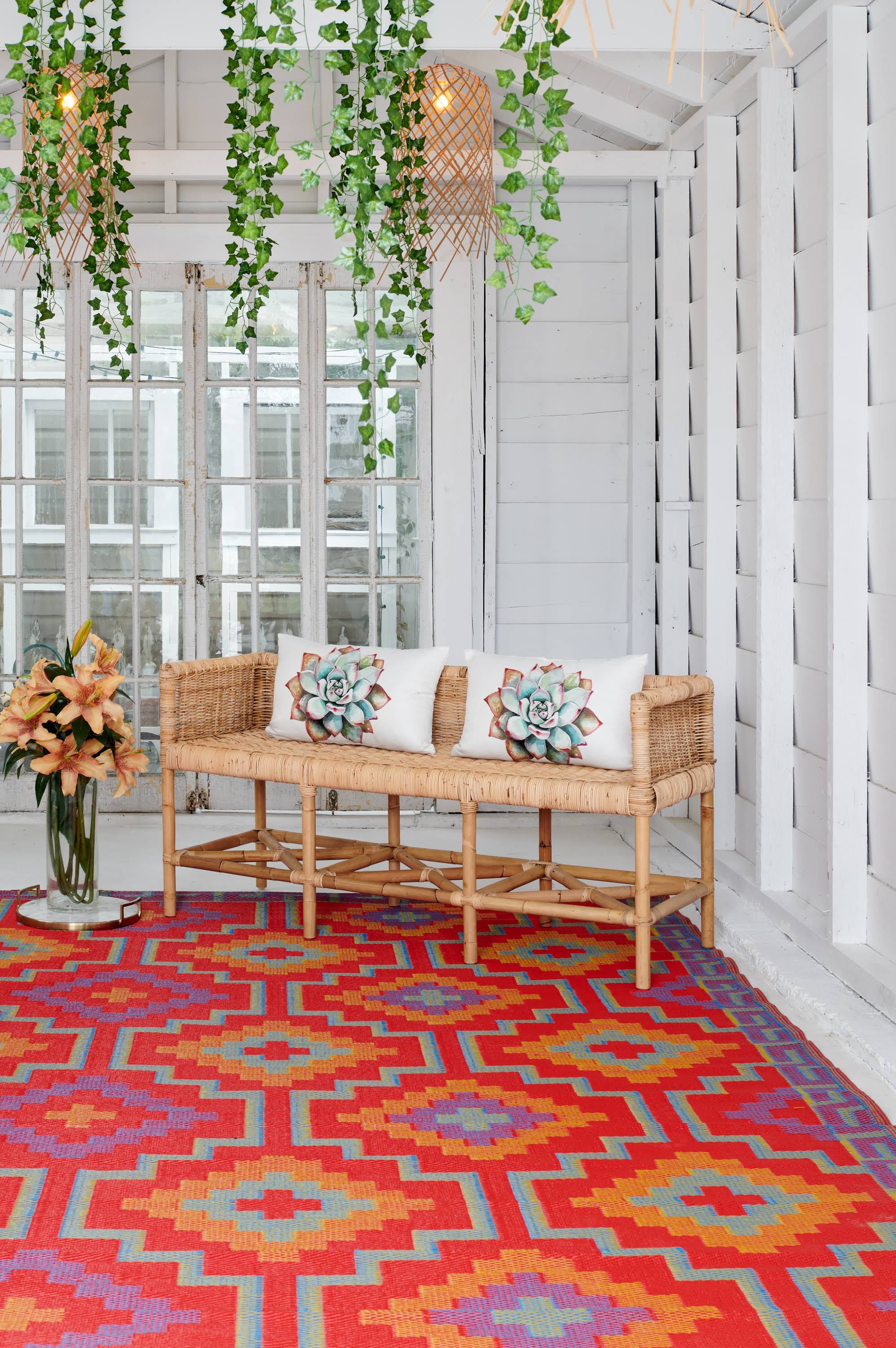 Fab Habitat Lhasa Indoor/Outdoor Rug, Orange/Violet
