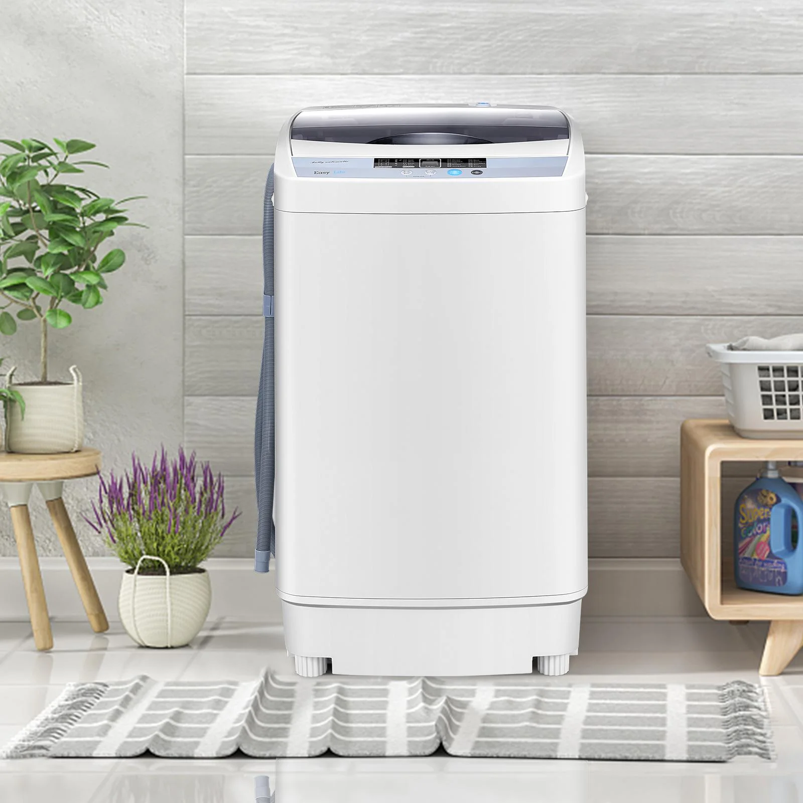 Full-Automatic Washing Machine, 1.34 Cu.ft Compact Washer w/10 Programs, 8 Water Levels LED Panel, 9.92 Lbs Capacity Portable Cloth Washer and Spinner w/Drain Pump - Image 3