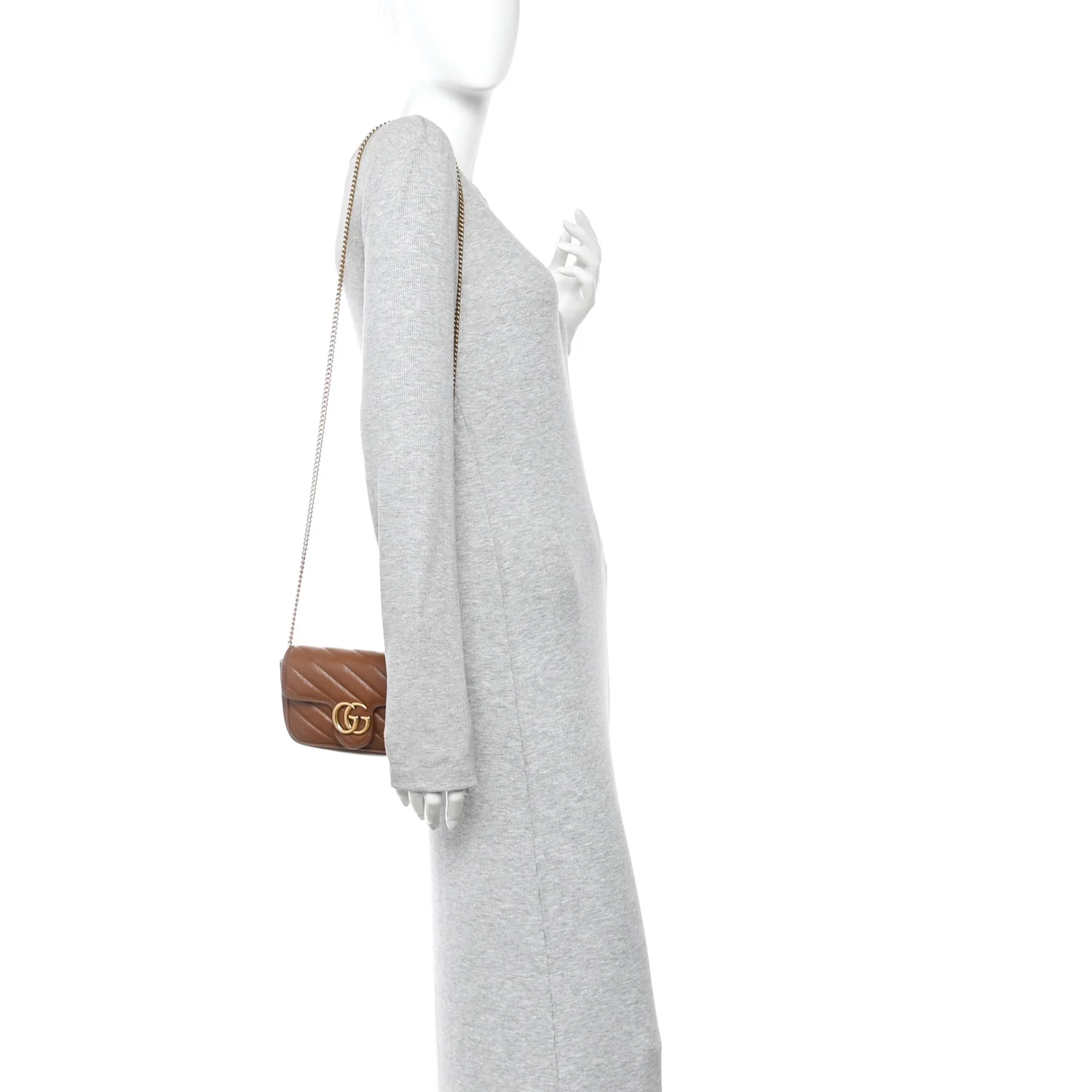 Azalea Calfskin Matelasse Diagonal Super Mini GG Marmont Shoulder Bag Cuir