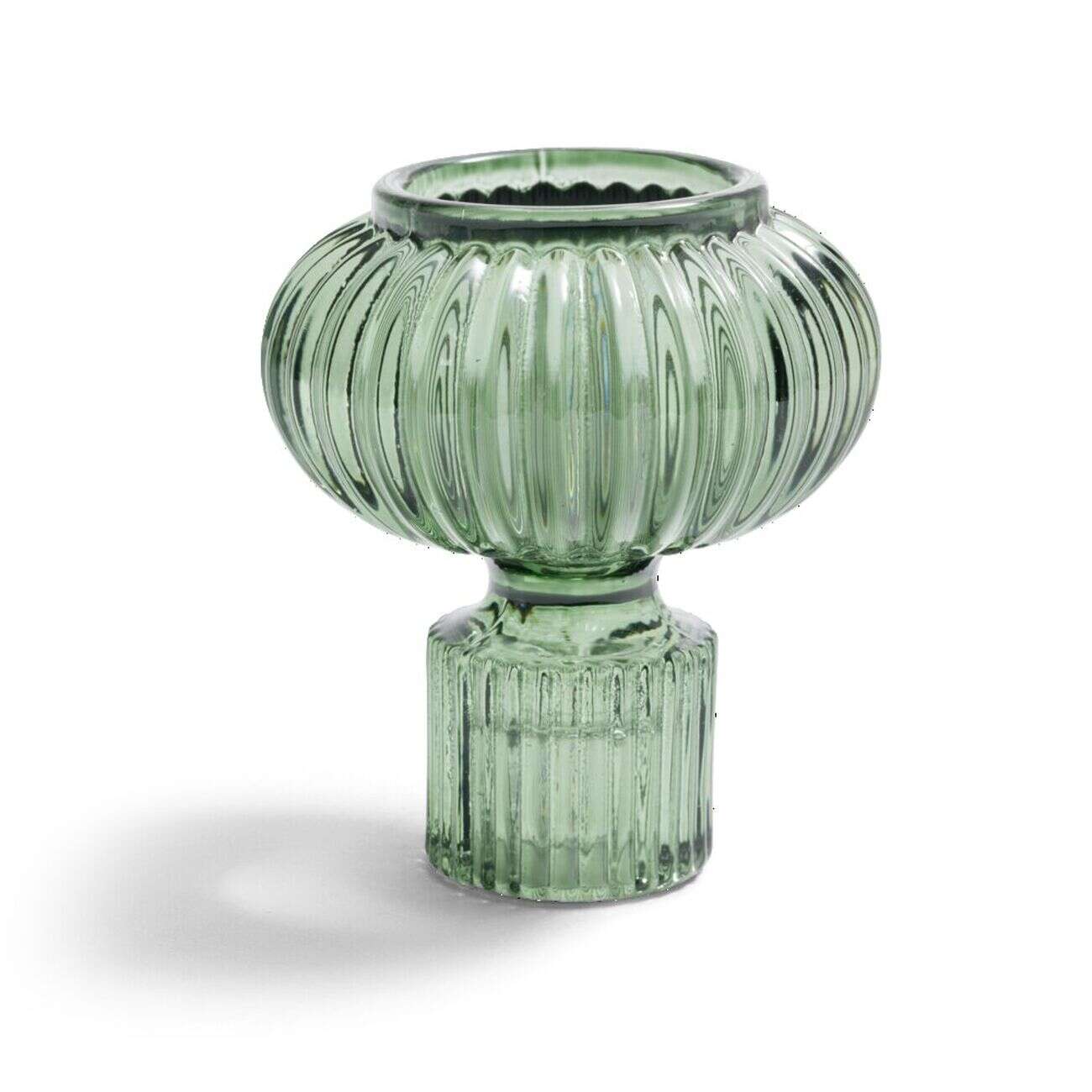 Bougeoir verre vert Ø7,5xH9cm