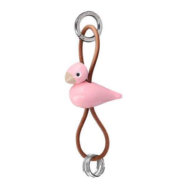 Kay Bojesen nøkkelring minifugl med lær rosa