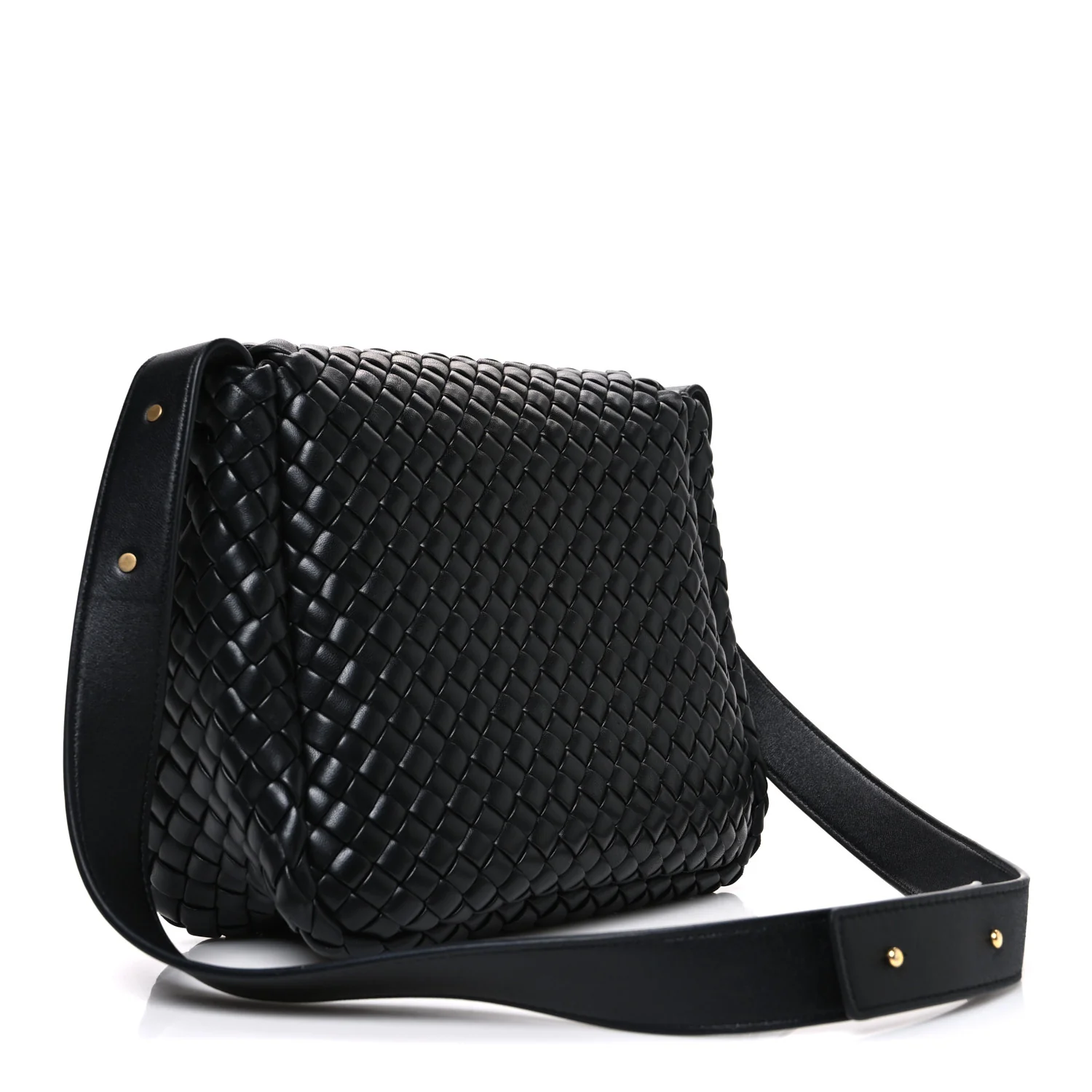 Nappa Intrecciato Small Cobble Shoulder Bag Black