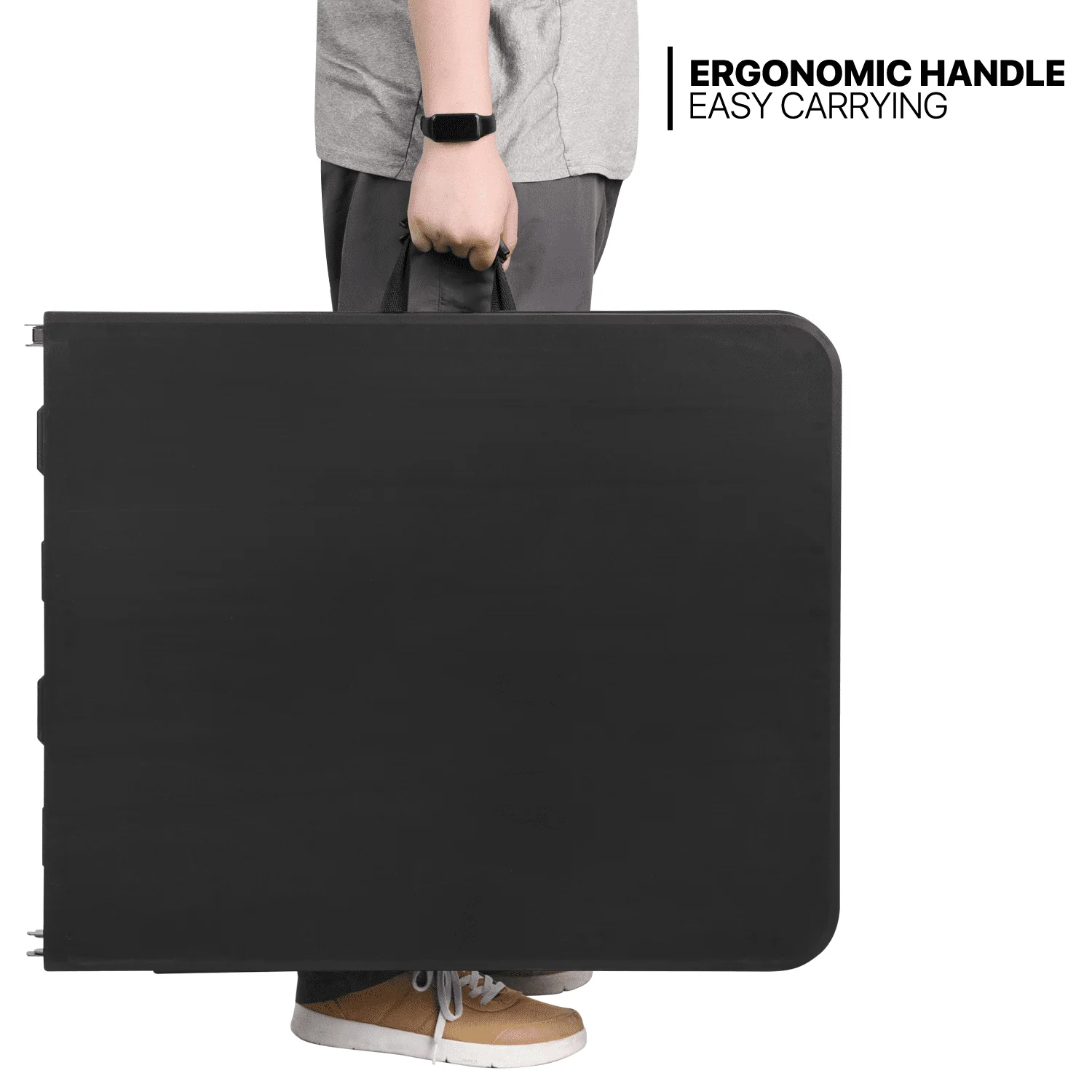 Magshion 6Ft Plastic Folding Card Table Set of 5, Indoor Outdoor Portable Rectangle Desk with Carry Handle and Lock for Camping Picnic, Black Image 7