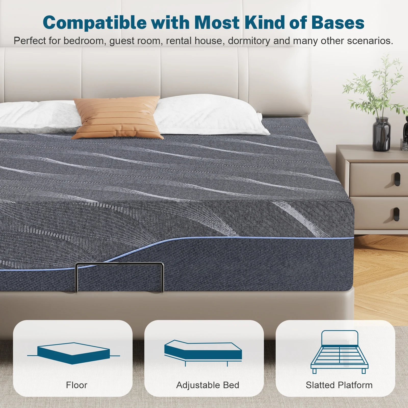 14 Inch Gel Memory Foam Mattress, Queen Size, Medium Firm Comfort, Fits Adjustable Beds - Image 5