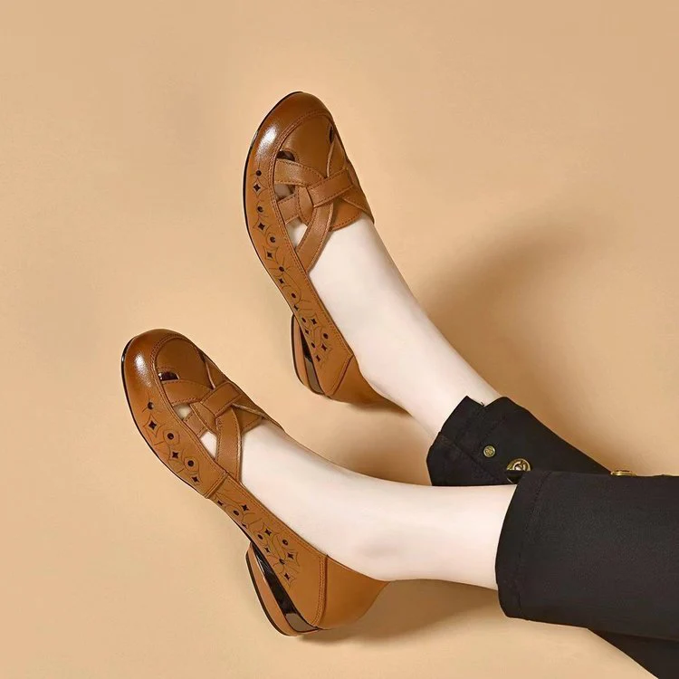 Rosa™ | Sandales fermées en cuir, élégance et confort au quotidien