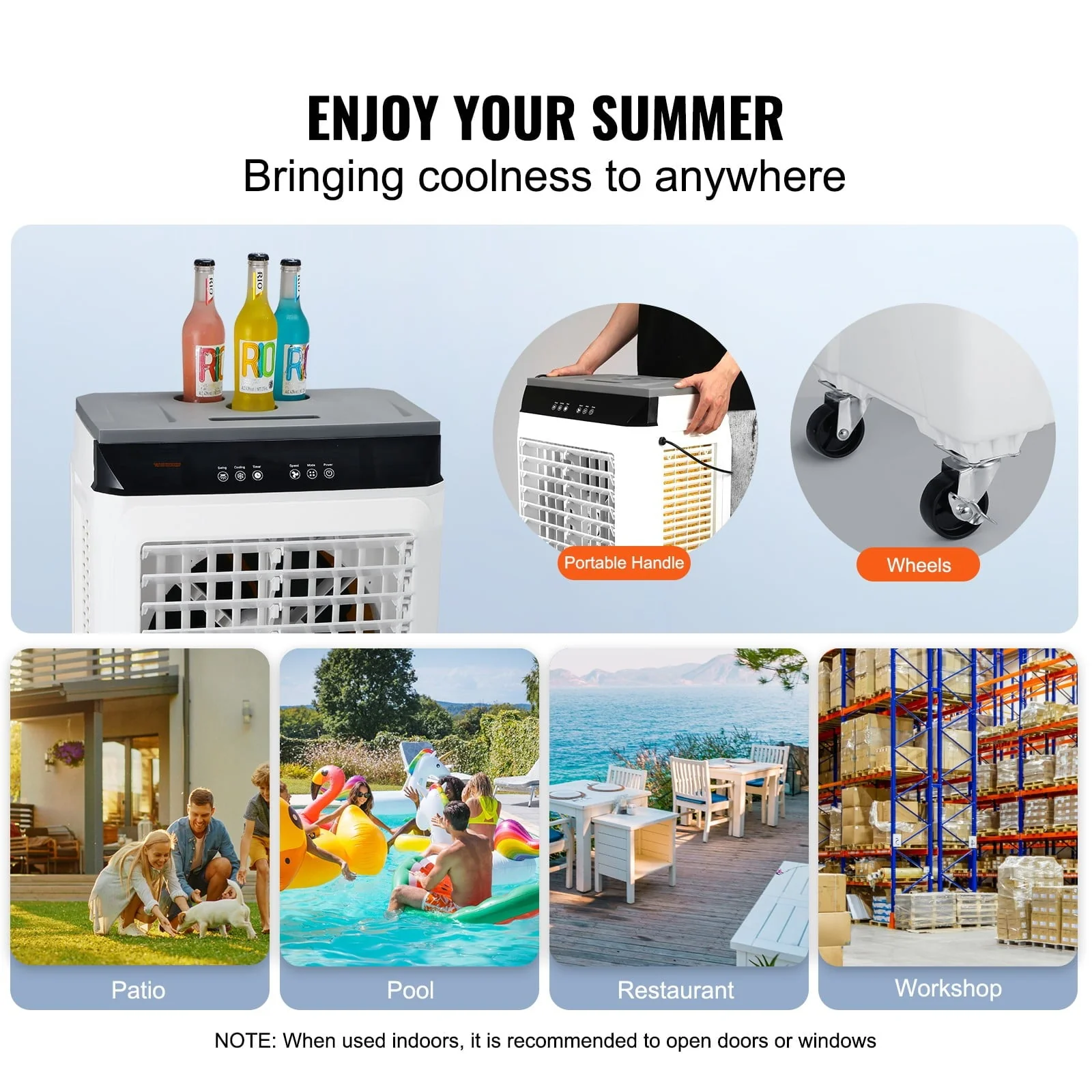 BENTISM Evaporative Cooler Swamp Cooler 3 in 1 2100 CFM 7 Gal 12h Timer Air Humidifier Image 6