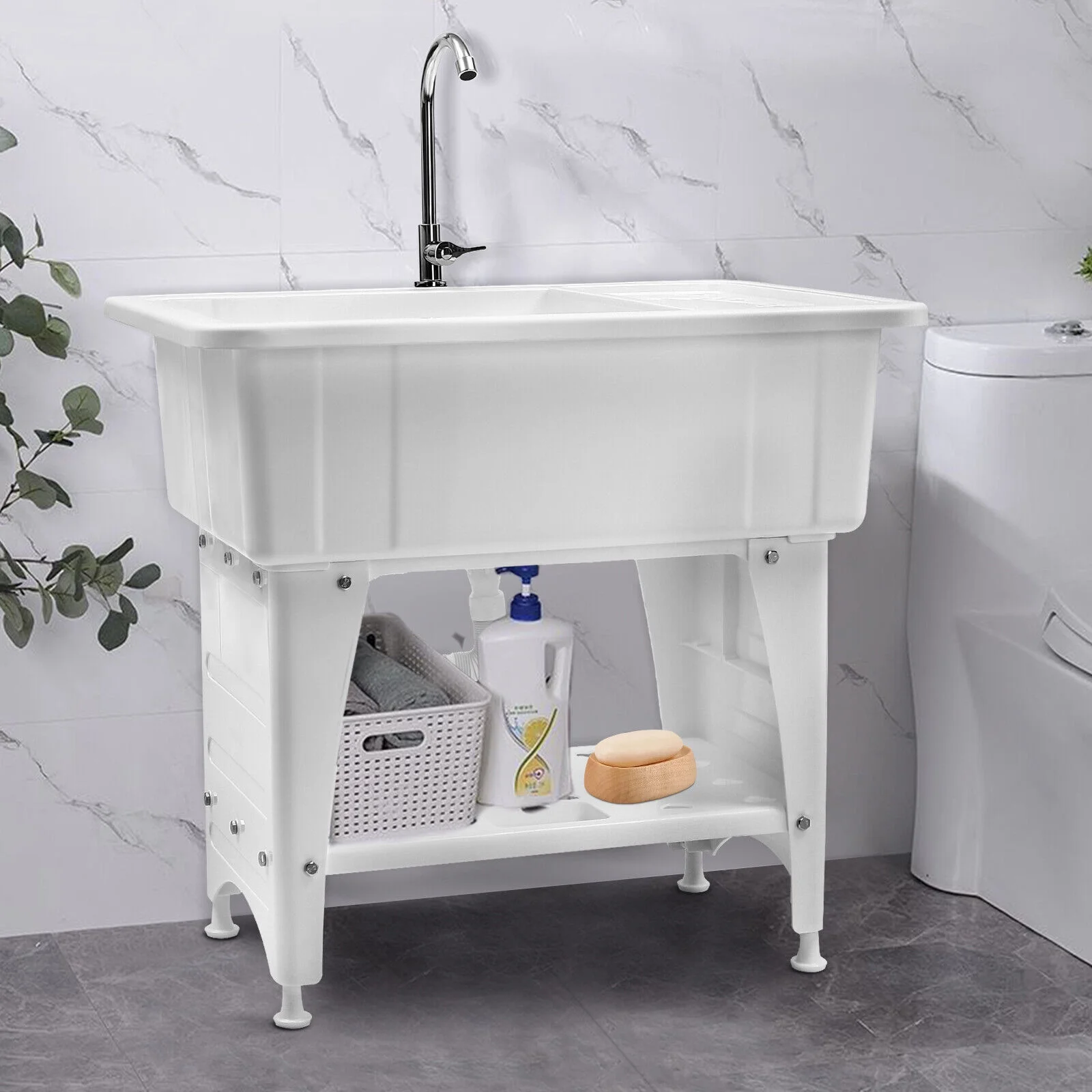 Laundry Sink Freestanding Plastic Indoor and Outdoor Utility Sink with Washboard(1) - Image 4