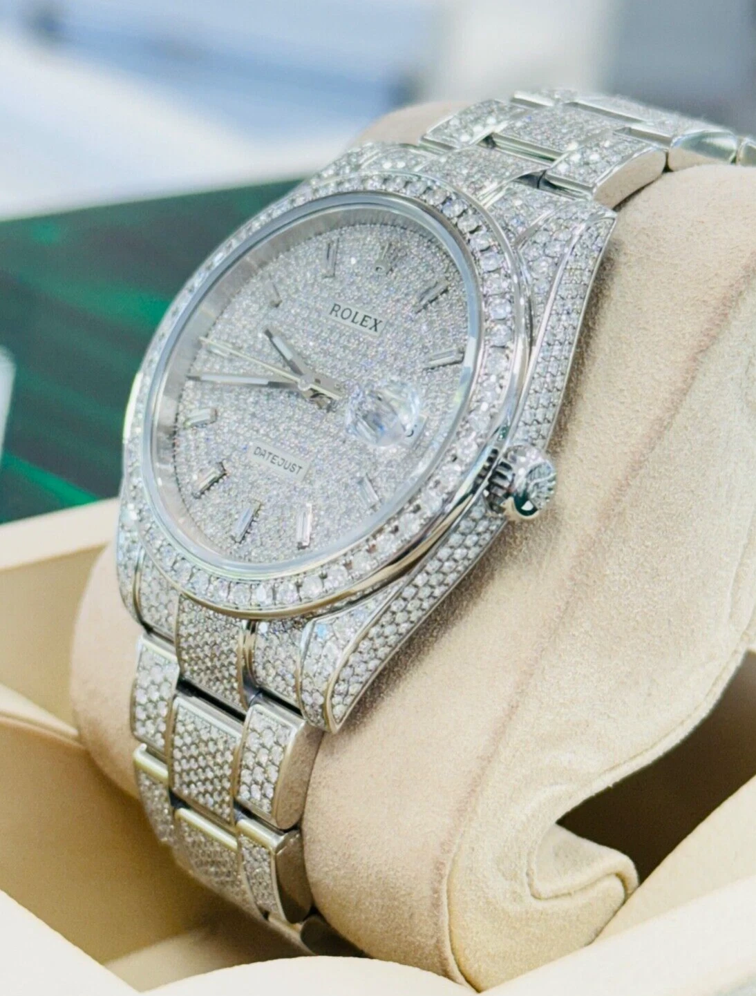 Rolex Datejust 41 126300 Fully Custom Diamond Pave Rectangular Dial