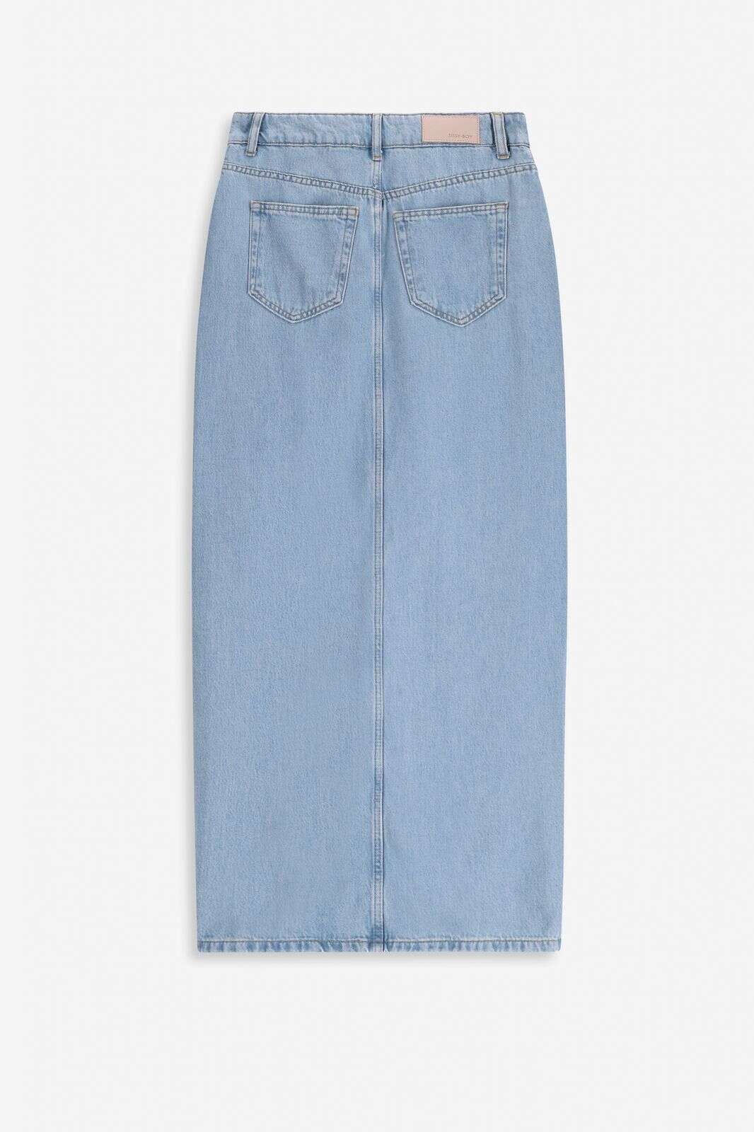 Denim maxi rok met split