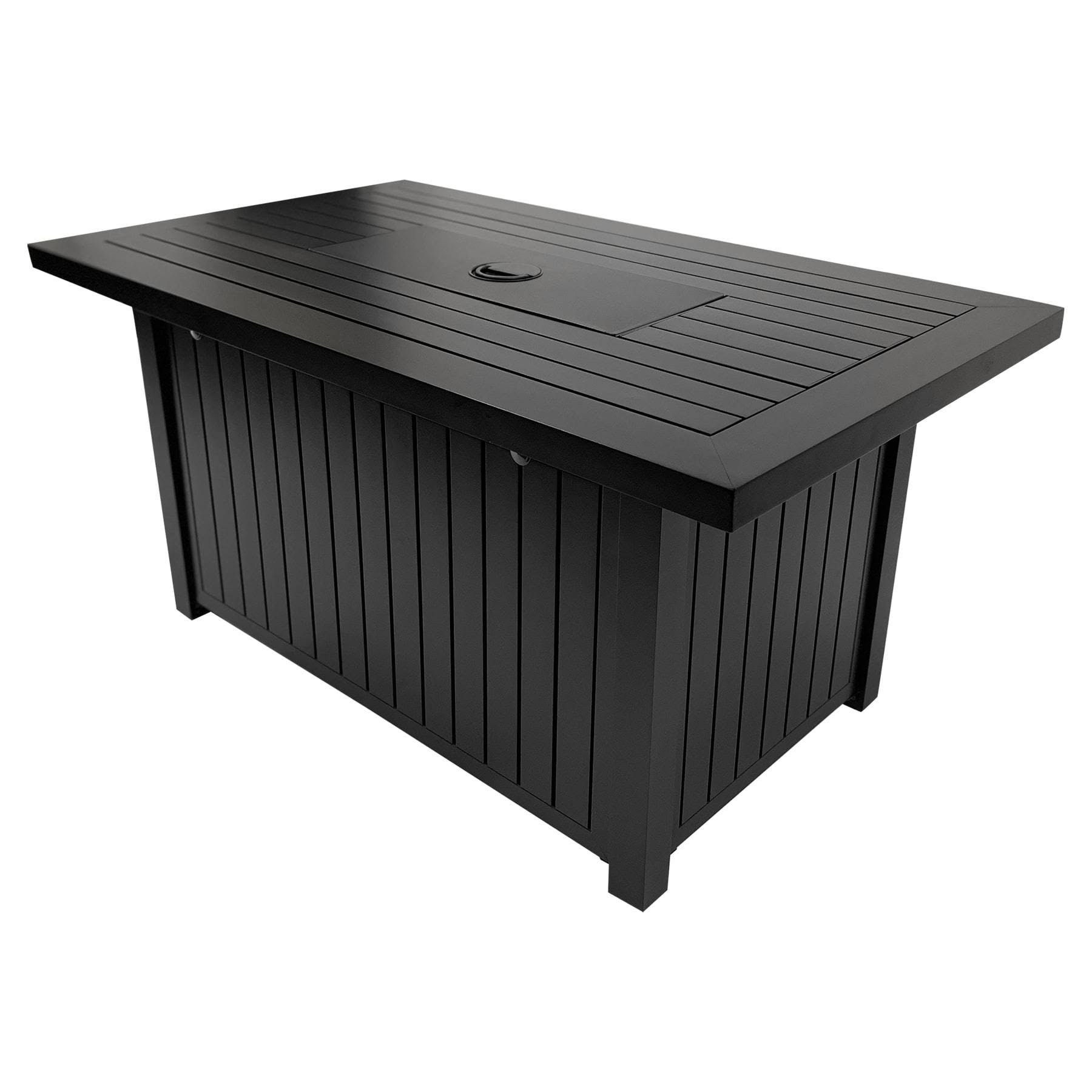 Allen + Roth Rectangle 48-in W 40000-BTU Black Steel Propane Gas Fire Pit Table GAD17102L