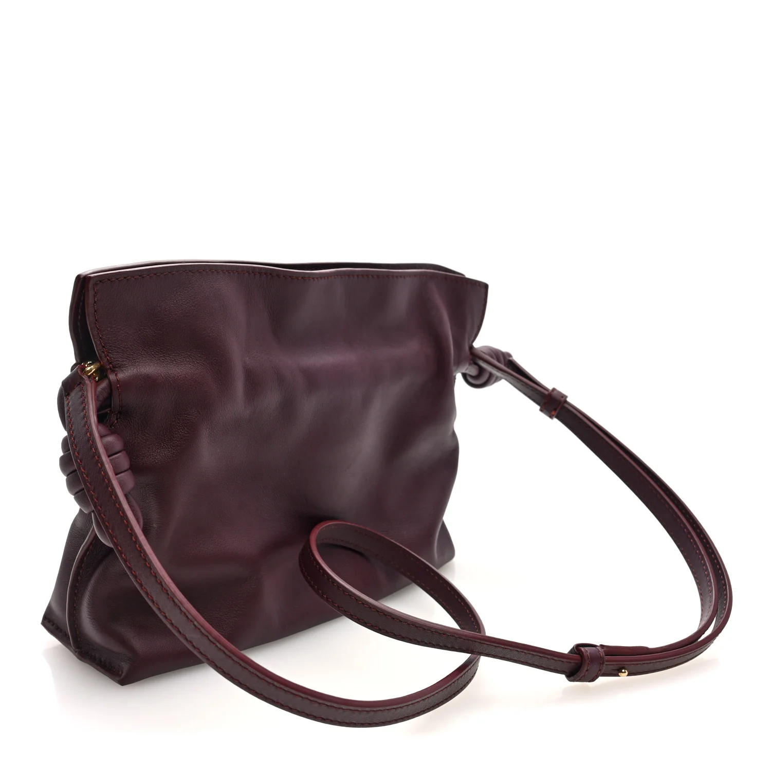 Calfskin Mini Flamenco Knot Clutch Dark Burgundy