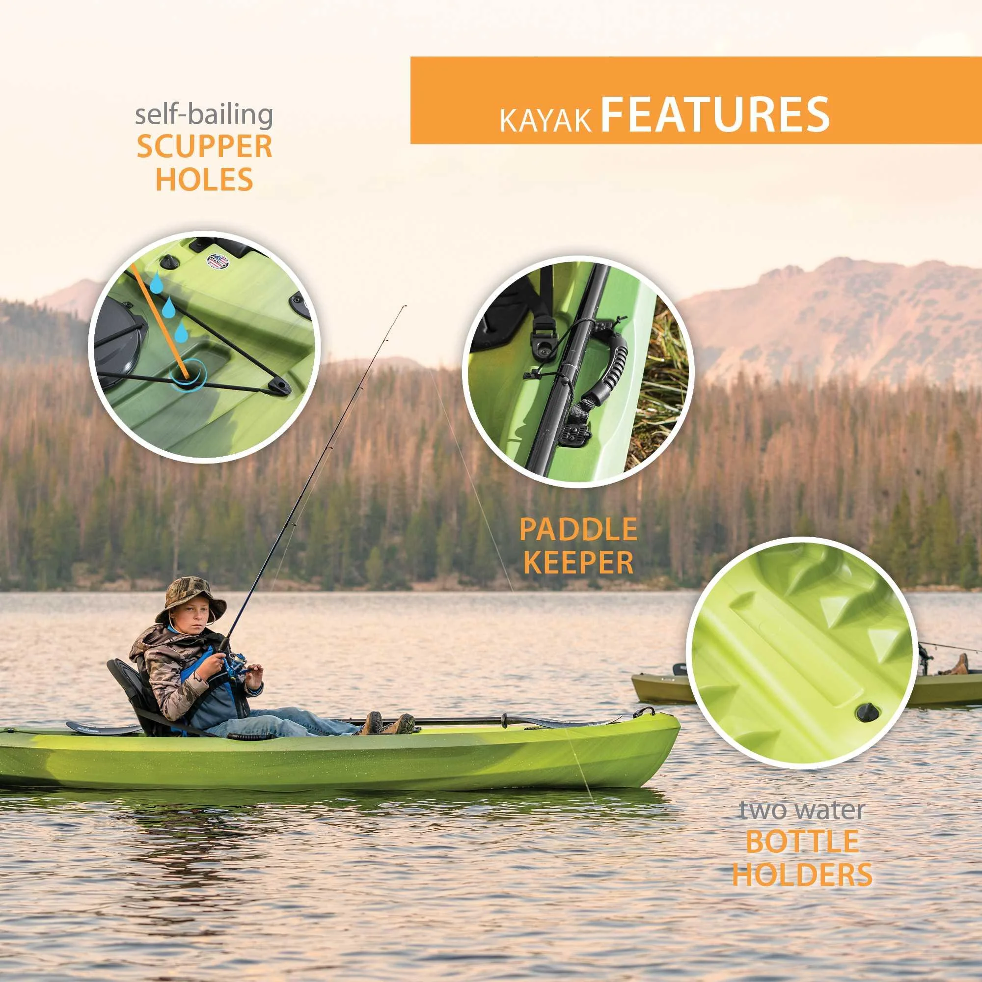 Lifetime Tamarack Angler 10 Ft. Fishing Kayak, Volcano Fusion (91340)