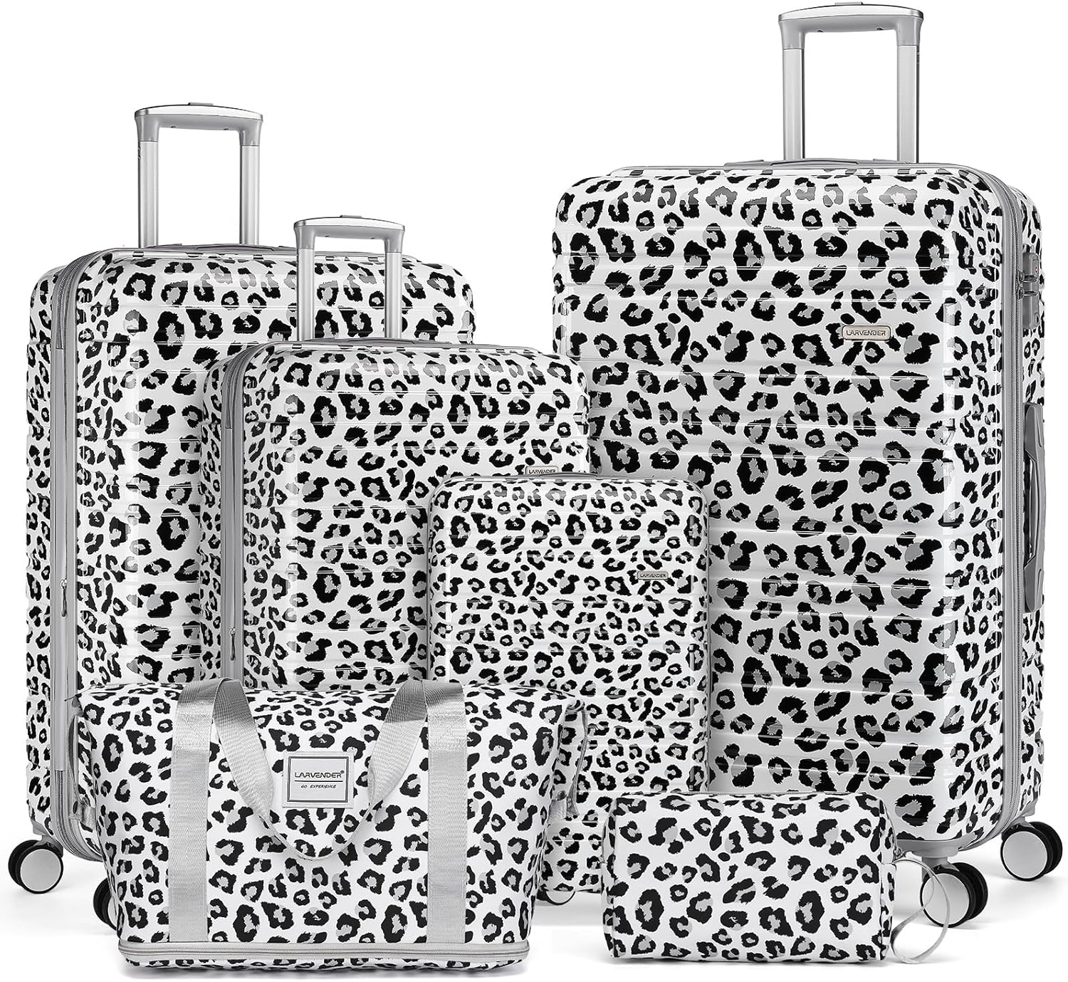 Ensemble de 6 valises, ensemble de valises rigides extensibles avec roulettes multidirectionnelles, ensemble de bagages à roulettes légers