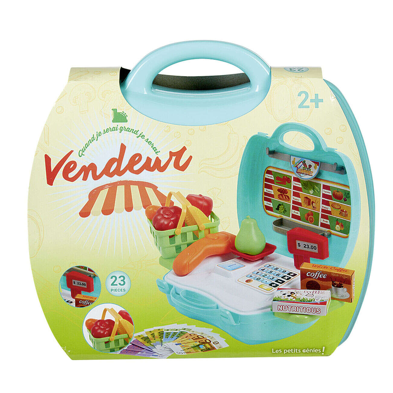 Mallette de jeu Marchand épicier 23 pièces