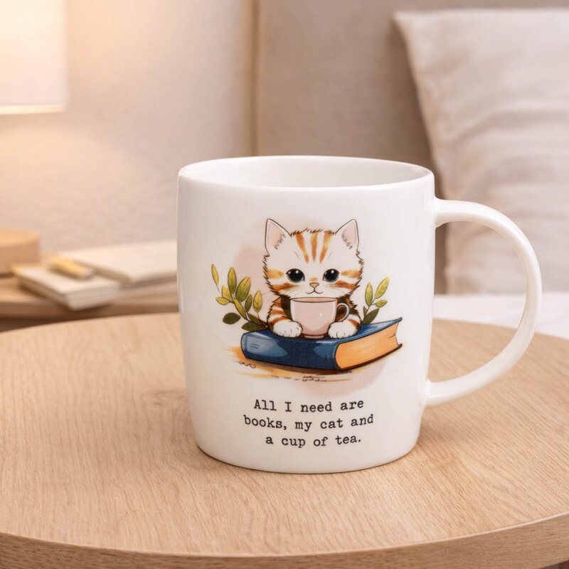 Krus 40 cl All I need is Books, Cat, Coffee