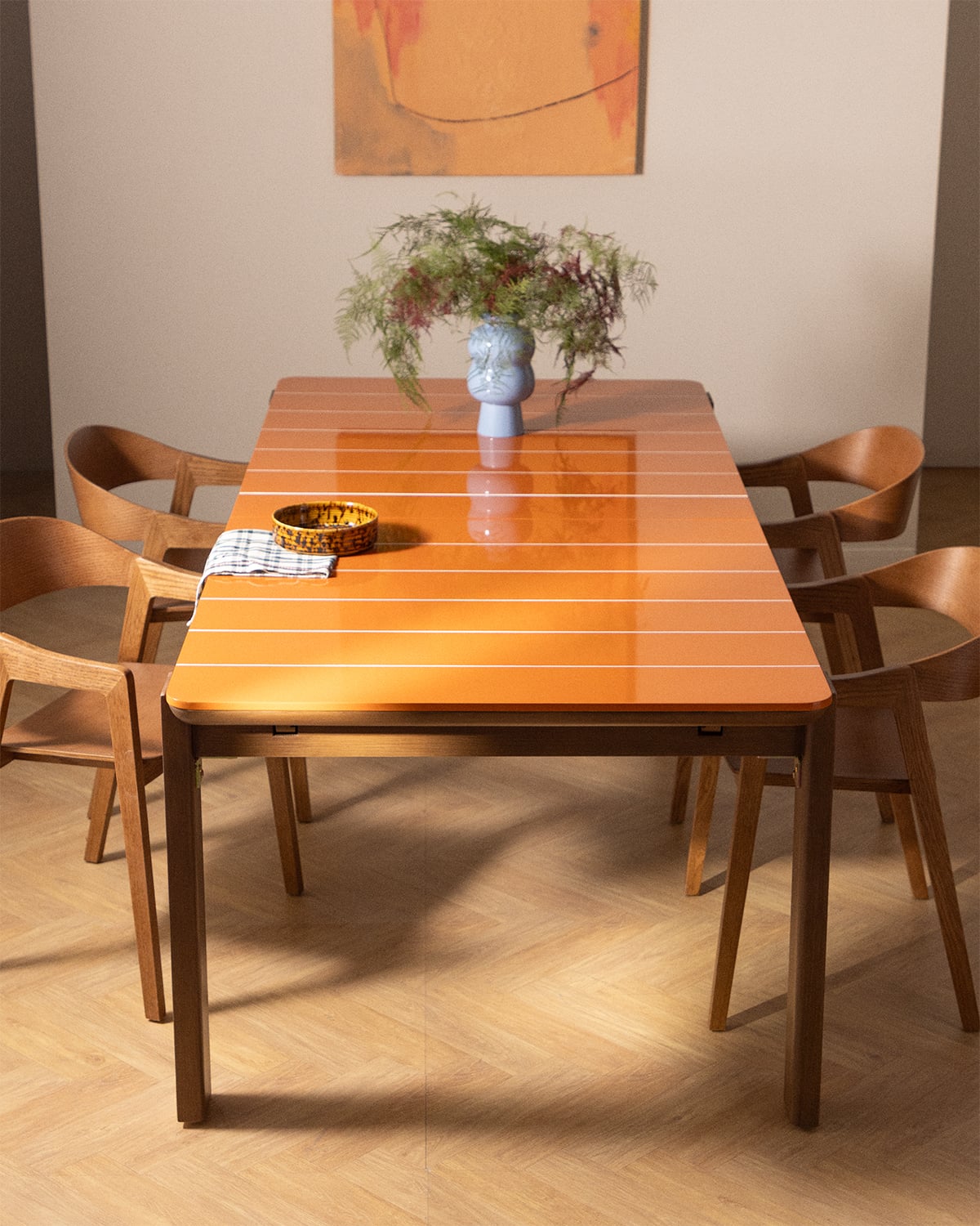 Ubel - Mesa Extensible Rectangular de Comedor de Cemento Look Azulejos y Madera de Acacia (225-330x100 cm) Ubel