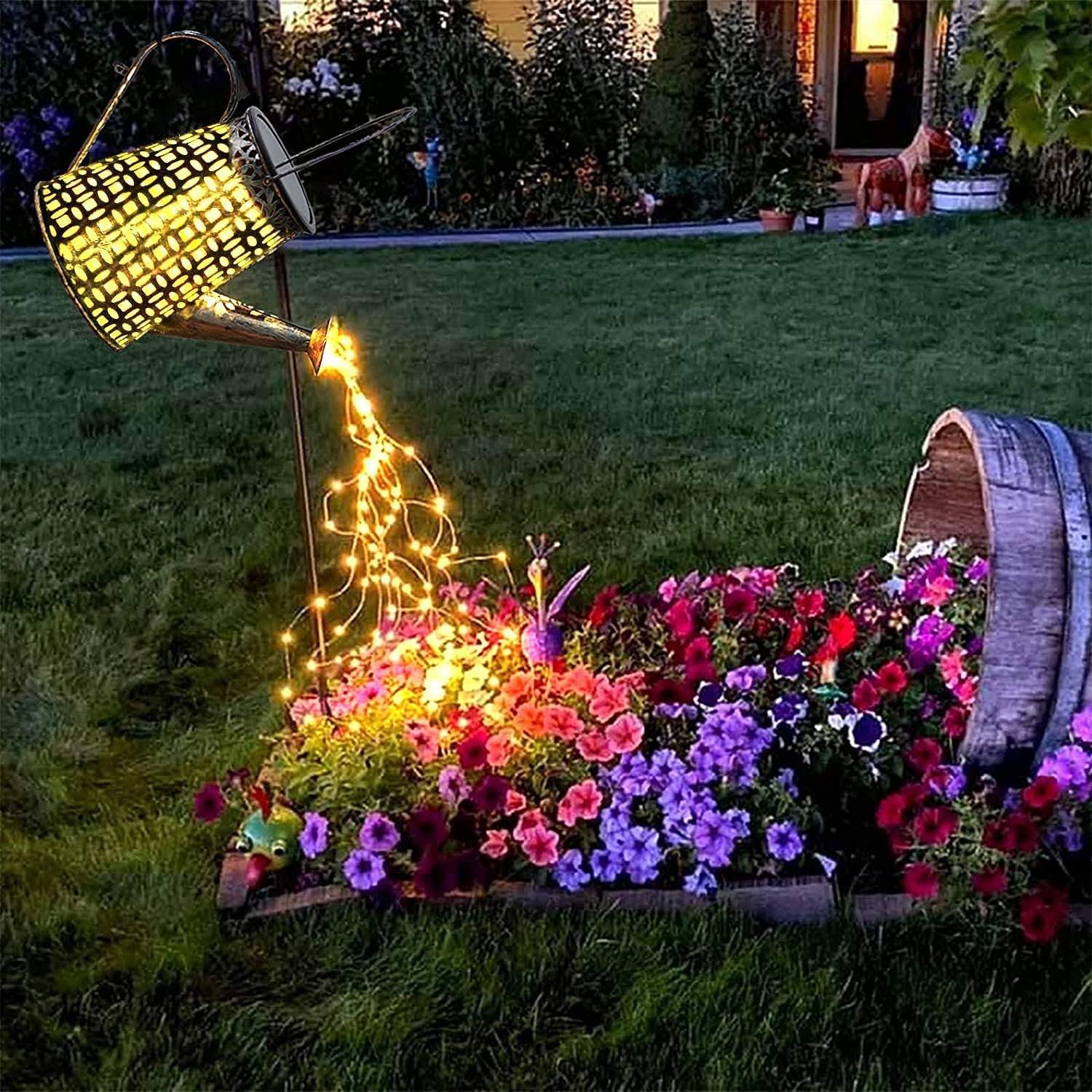 Morestar Solar Watering Can w/ Lights Outdoor Decorative, Hanging Solar Lantern, Metal Waterproof Solar Garden Lights Halloween Decor Gift for