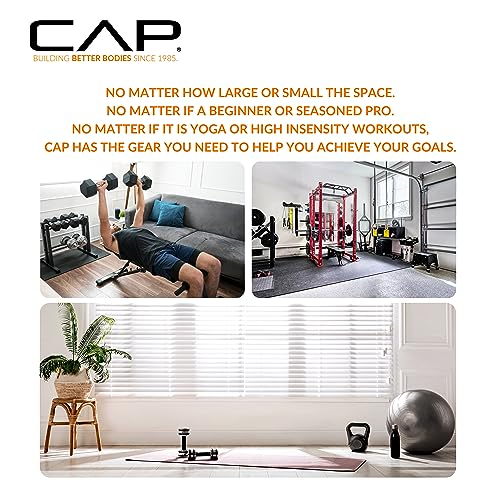 Ensemble d'haltères hexagonales revêtues CAP Barbell 2025 de 68 kg (150 lb) avec support vertical, noir