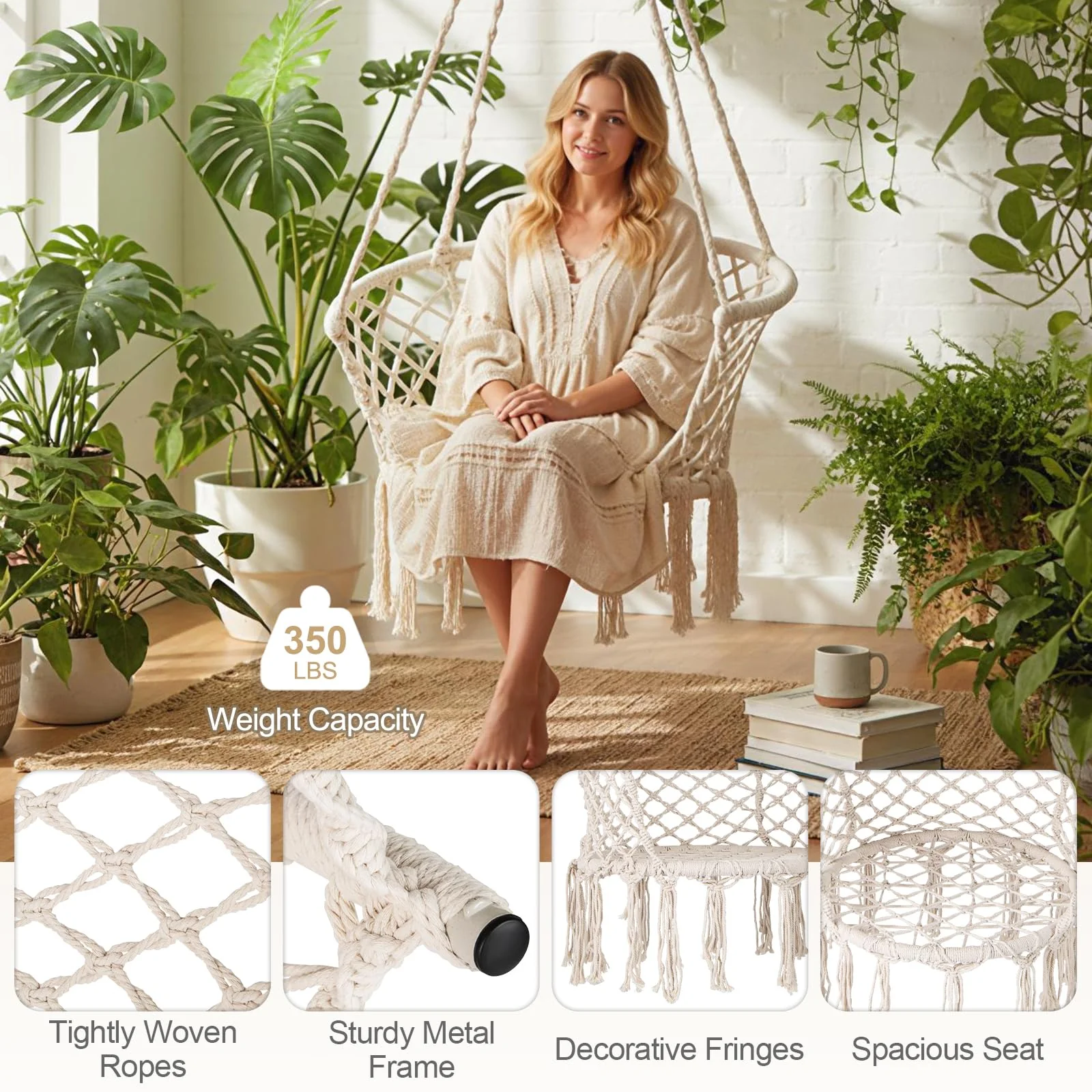 Tangkula Boho Style Macrame Hammock Swing