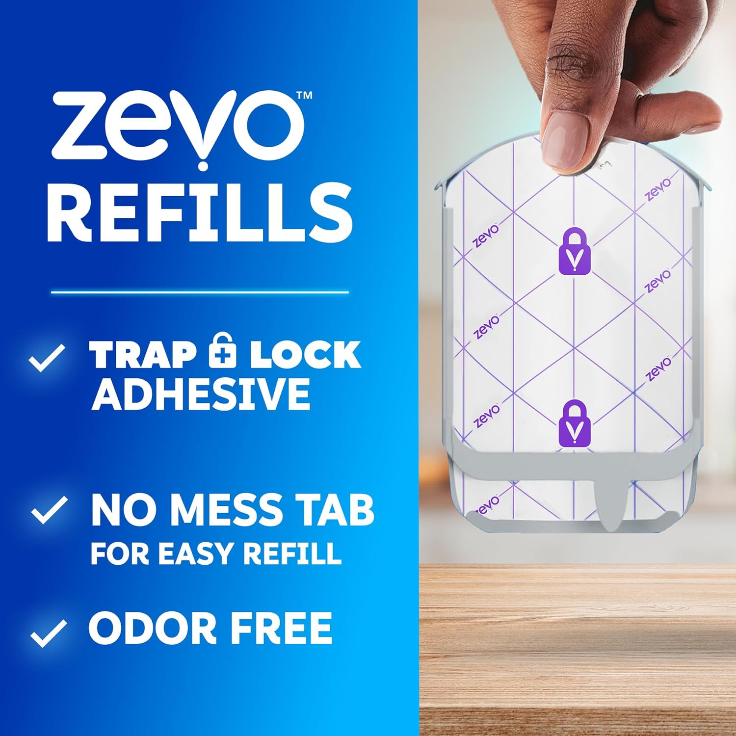 Zevo Flying Insect Trap Refill Cartridges for Fruit Flies & Gnats, 4 Count| Fits Zevo MAX & Zevo Flying Insect Trap, Catches House Flies, Gnats & Fruit Flies 24/7, No Added Fragrance or Dyes
