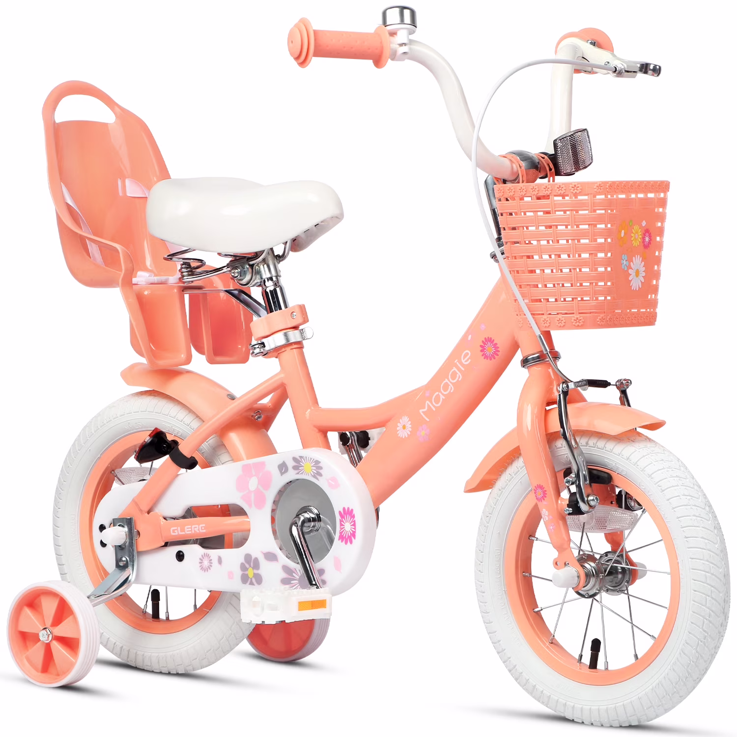 Glerc Maggie 12 in Kids Girls Bike for Ages 2 - 4 Years Child, Peach
