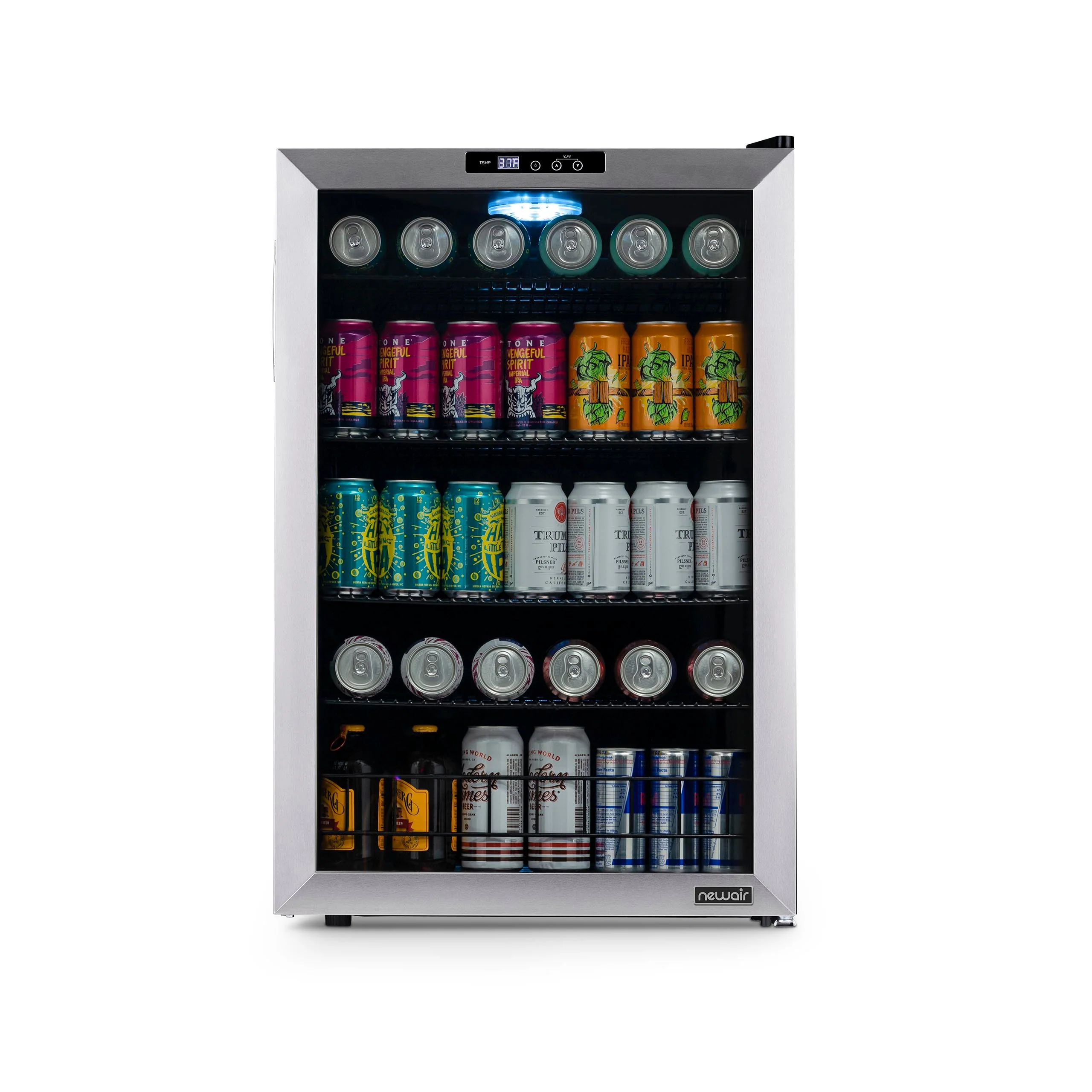 Newair 160-Can Freestanding Stainless Steel Beverage Fridge - 21.3