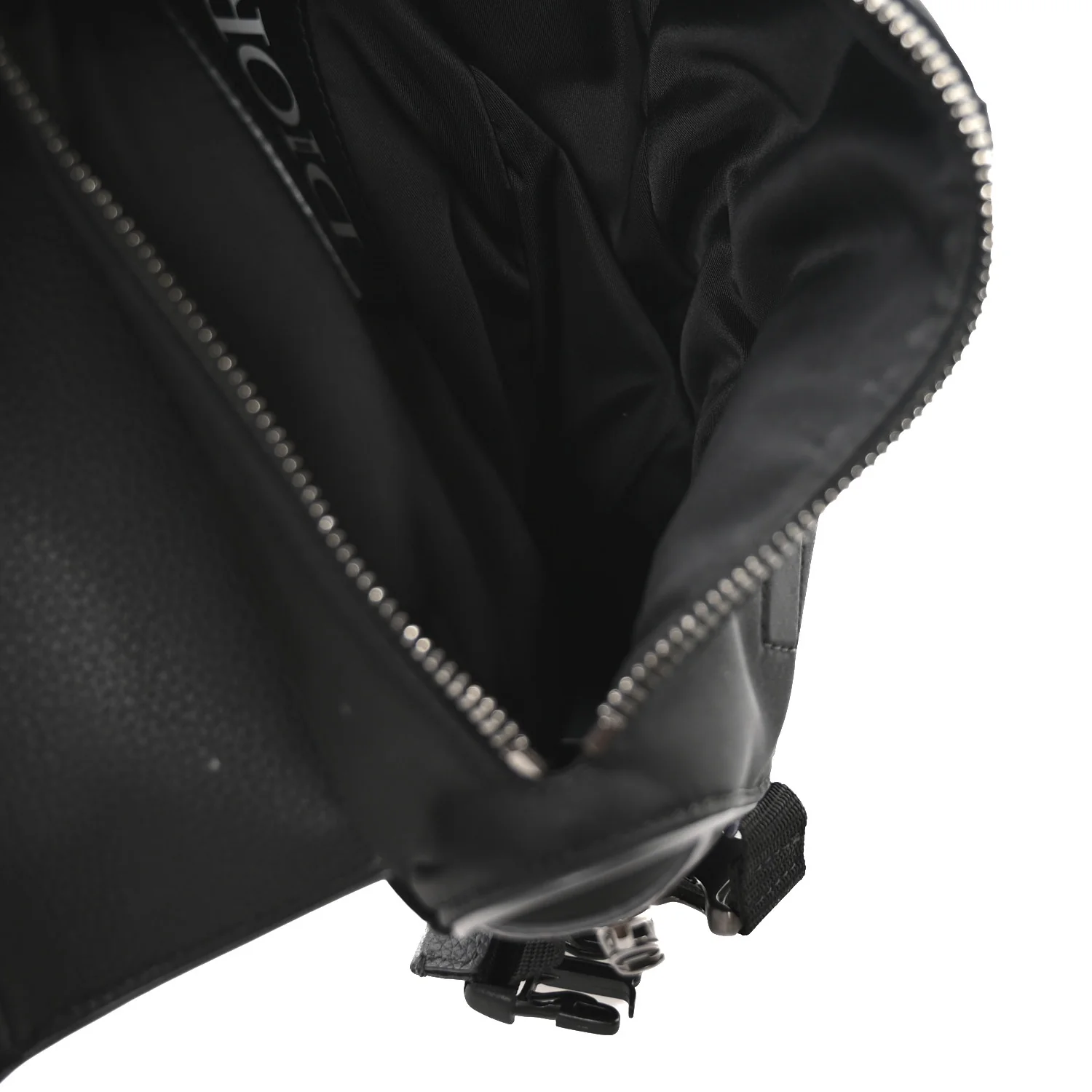 Nylon Grained Calfskin Saddle Bag Black Multicolor