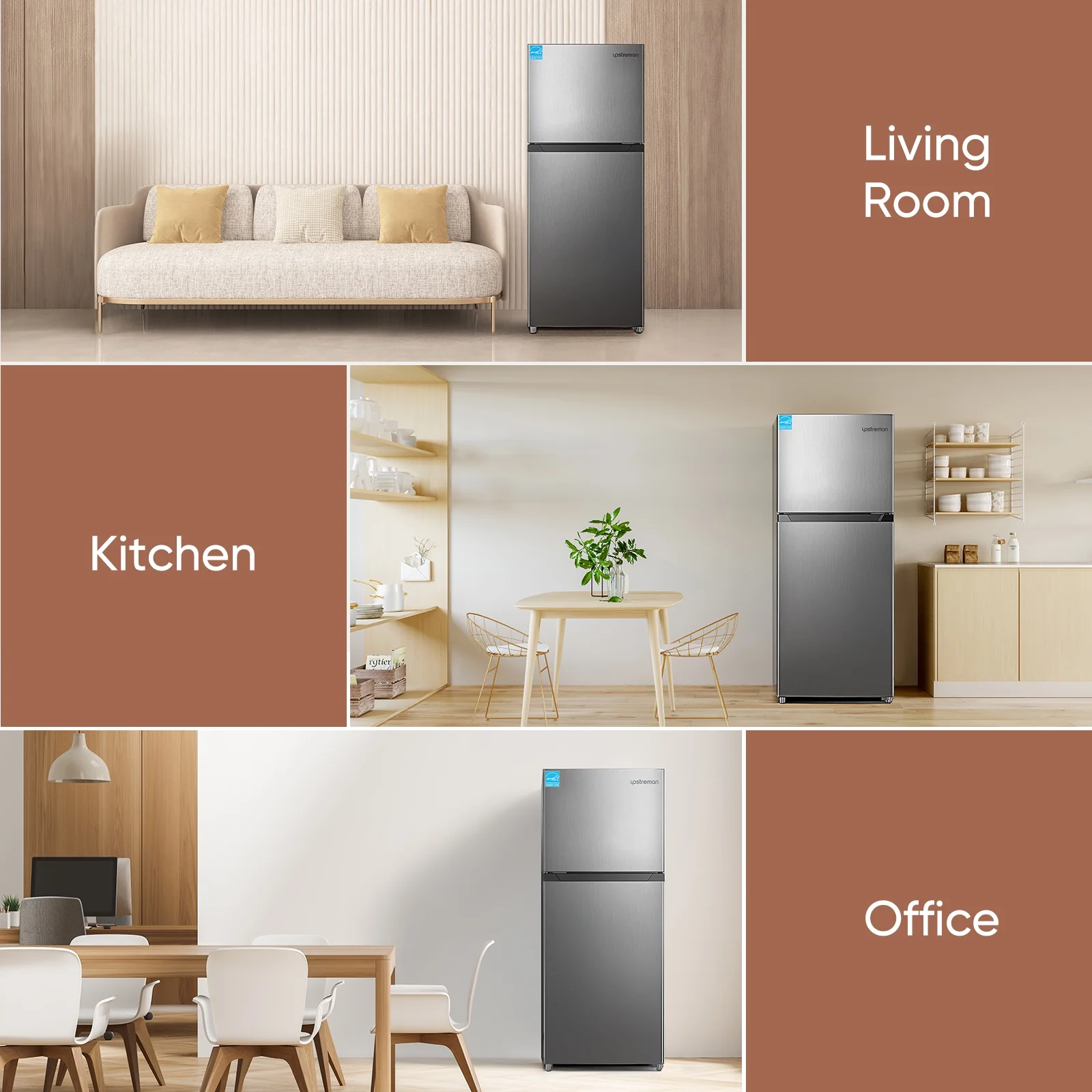 11.6 Cu.Ft. Top Freezer Refrigerator, Two Door Frost Free Apartment Size Refrigerator, Energy Star, Stainless Steel Door, Adjustable Thermostat Control, BD116 - Image 7