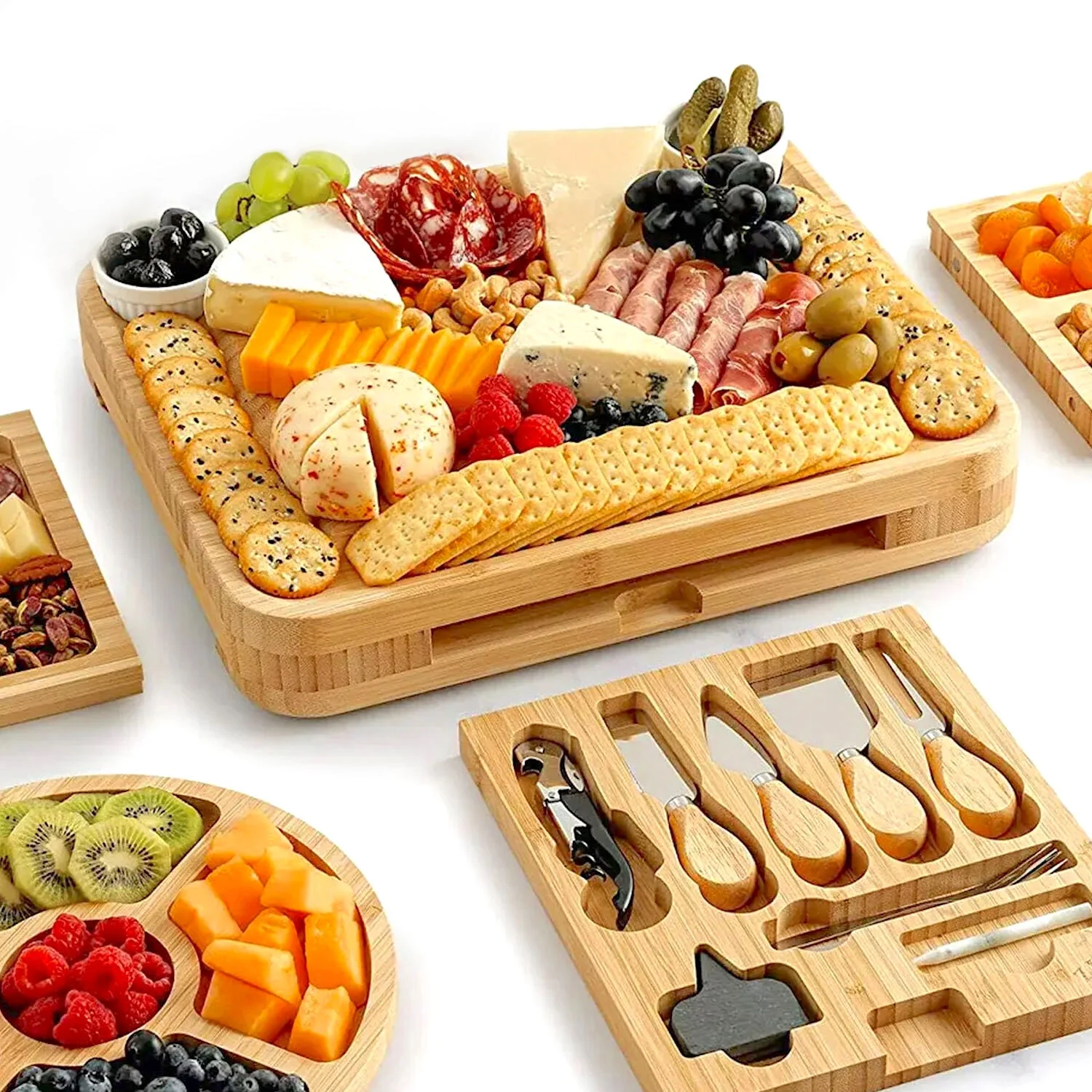 Bamboo Cheese Board Set Extra Thick Charcuterie Board 15 Piece Deluxe Set(Deluxe Set) - Image 10