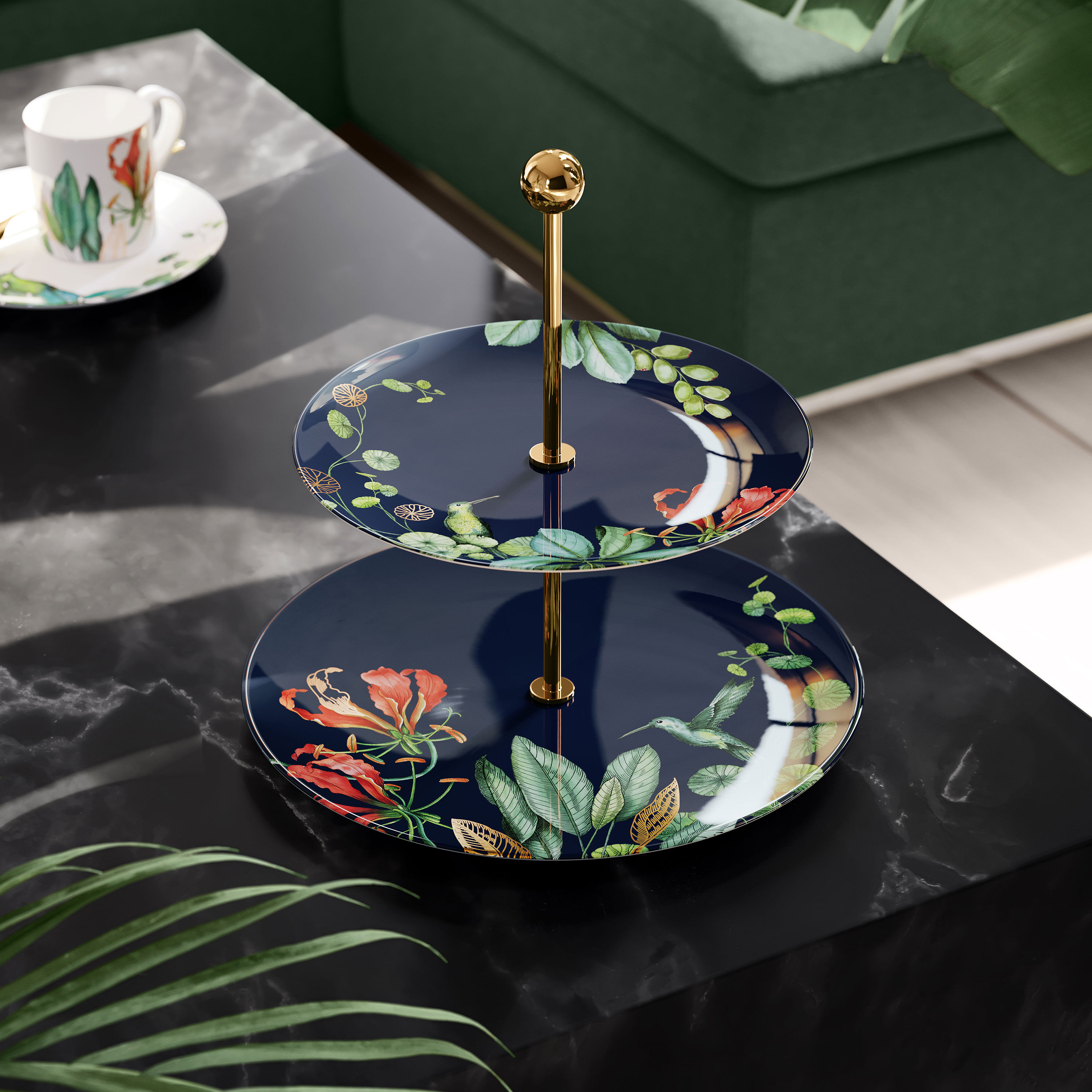 Avarua 3 Tier Stand - Multi-colored, 10.8'', Premium Bone Porcelain