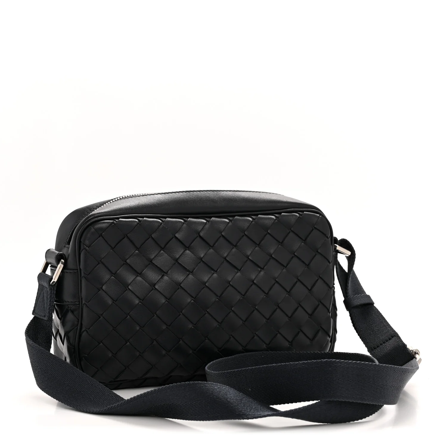 Calfskin Intrecciato Small Camera Bag Navy