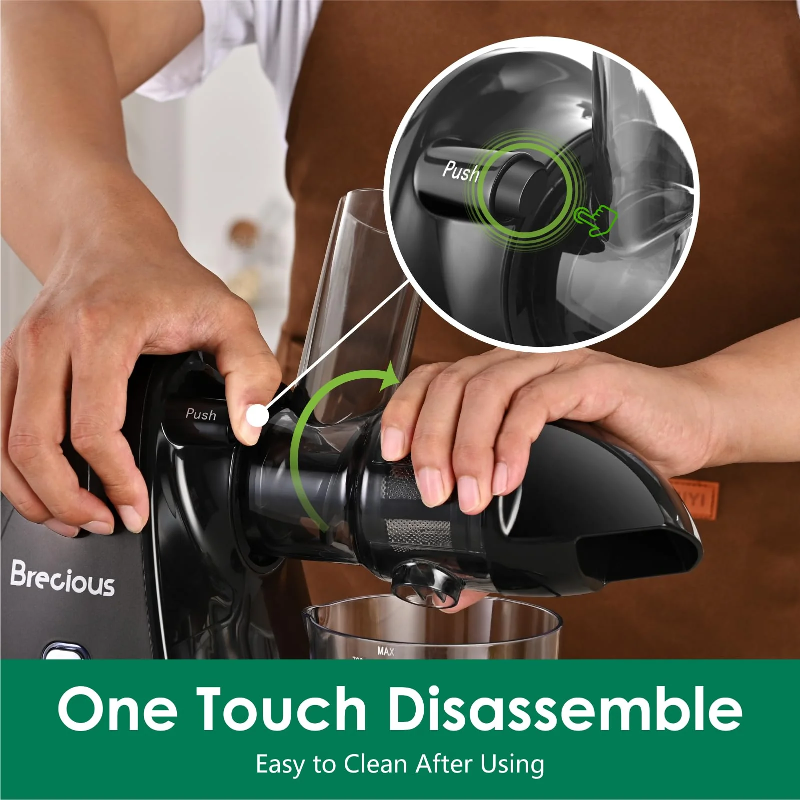 Brecious Cold Press Slow Masticating Juicer with 2 Speed Modes