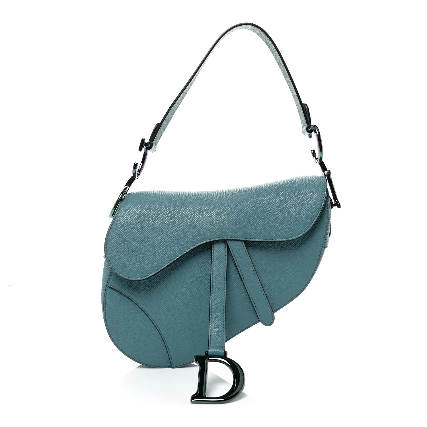 Grained Calfskin Saddle Bag Azure Blue