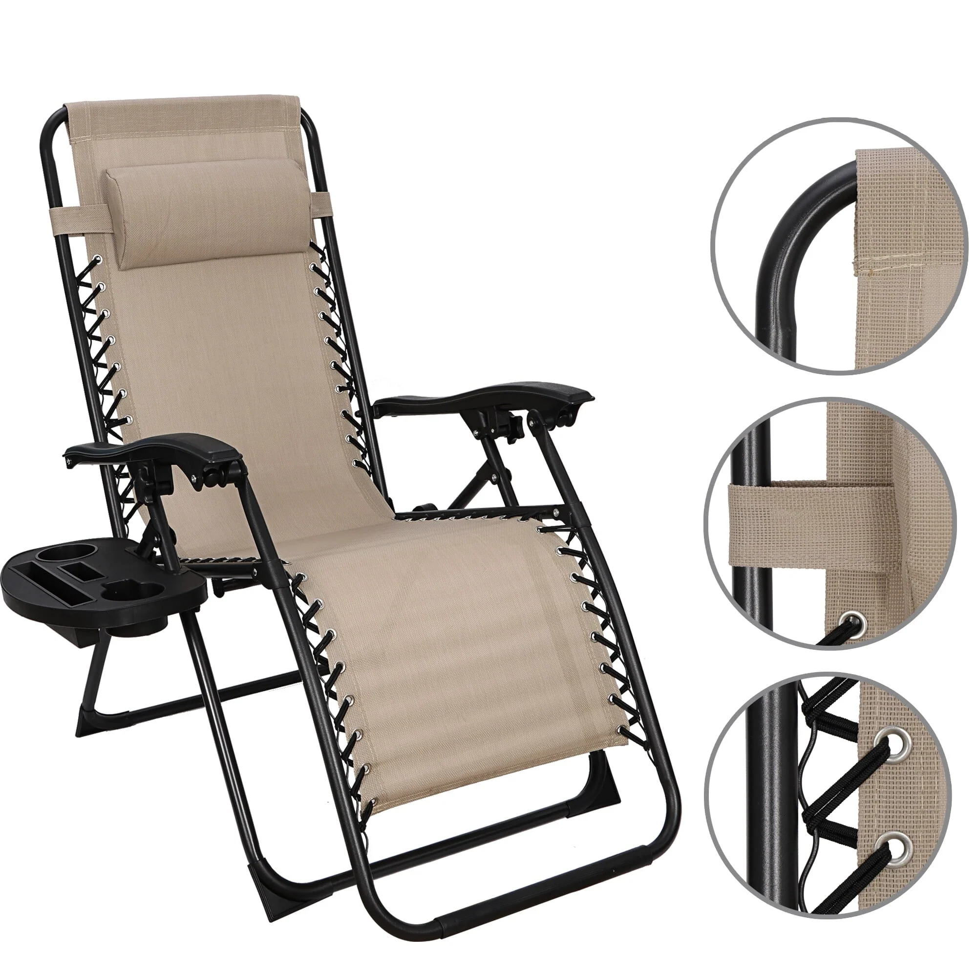 2 Pack Steel Zero-Gravity Chair Beige - Image 8