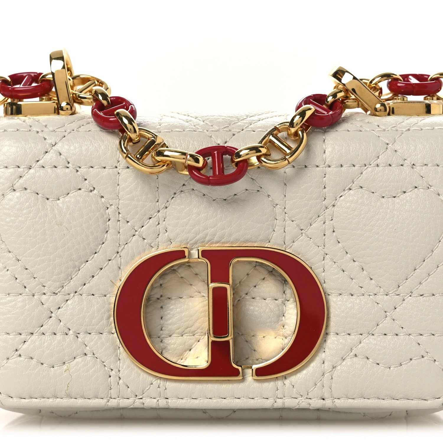 Calfskin Heart Cannage Dioramour Micro Bag Latte