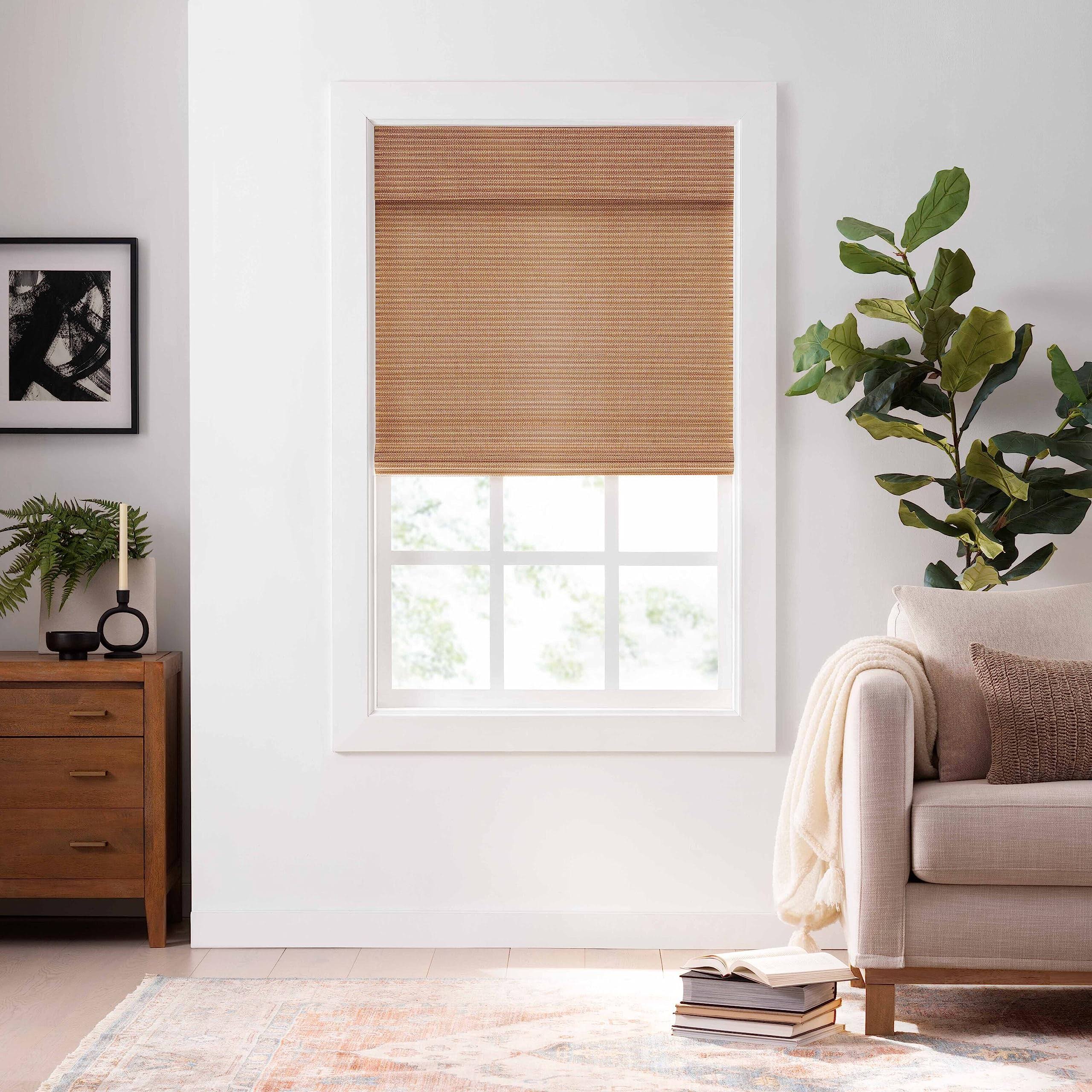 Eclipse Bamboo Cordless Light Filtering Privacy Roman Shade - 30x72 - Natural