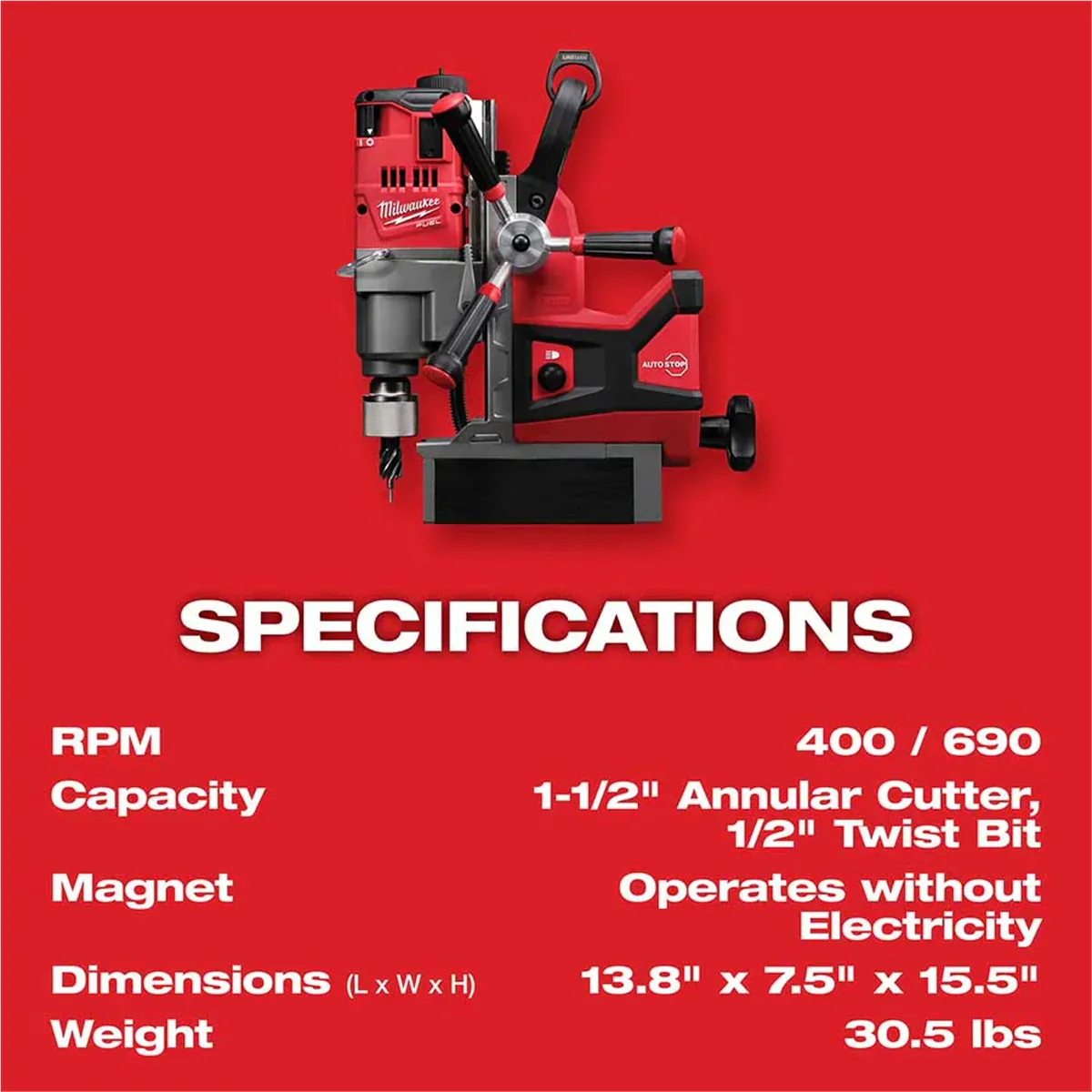 Milwaukee 2788-22HD M18 FUEL 1-1/2 Lineman Magnetic Drill High Demand Kit