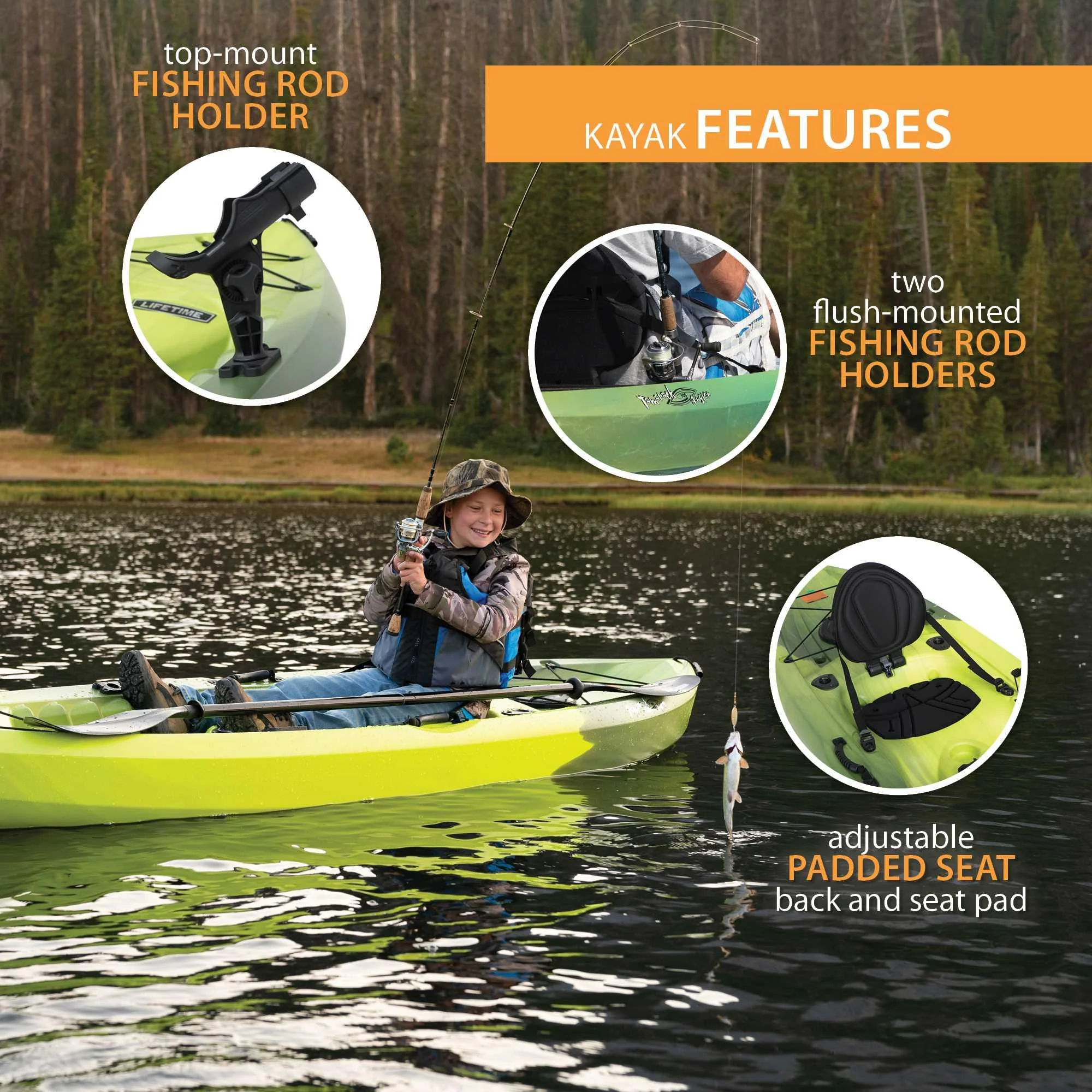 Lifetime Tamarack Angler 10 Ft. Fishing Kayak, Volcano Fusion (91340)