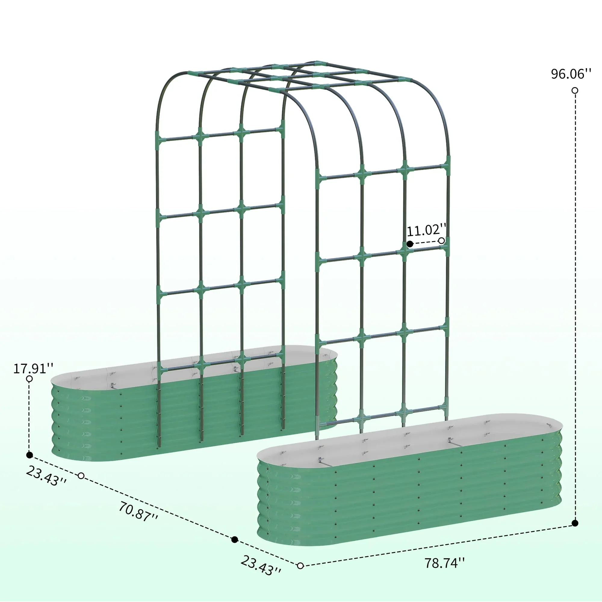 Riedhoff Raised Garden Bed with 95 H Tall Arch Trellis for Climbing Vegetables Flowers,Green