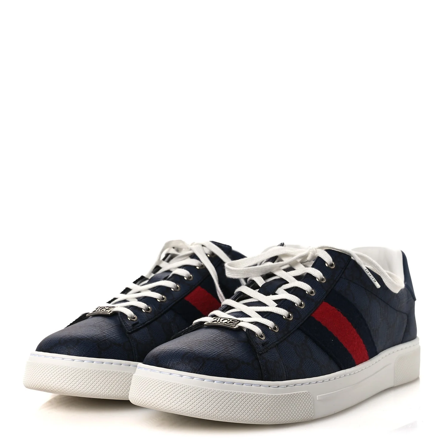 GG Supreme Monogram Web Mens New Ace Sneakers 9.5 Dark Blue