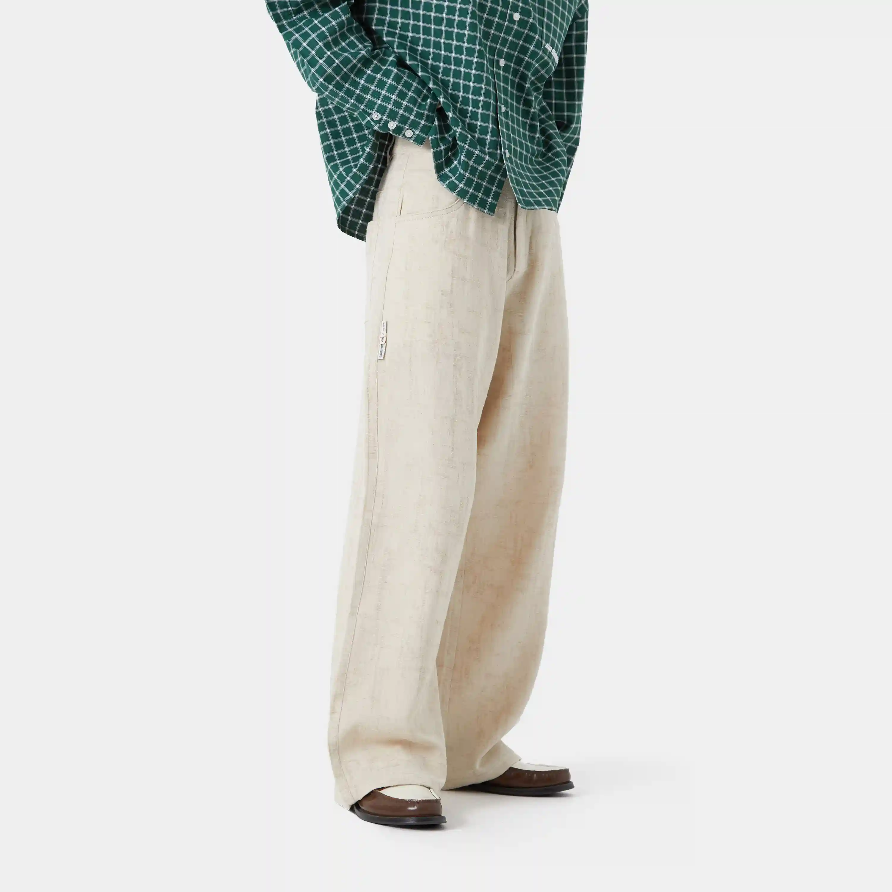 Frayed Almond Baggy Pants