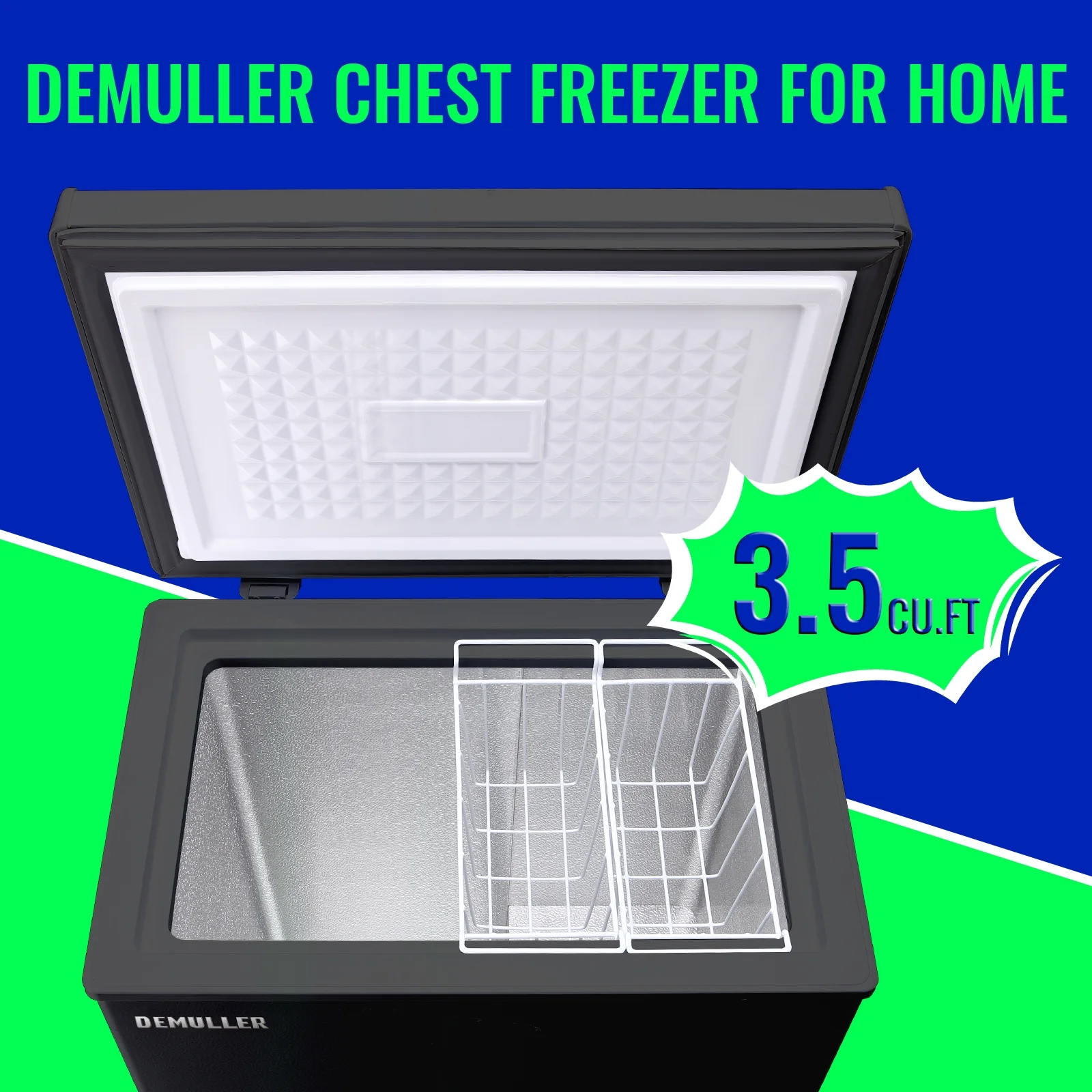 3.5 Cu.ft Chest Freezer with Electronic Panel, Accurate Temperature Display to 1�?BLACK(BLACK) - Image 4