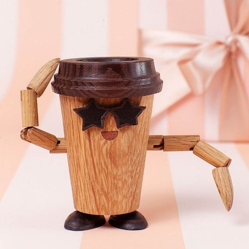 Woodies Esther Espresso To Go Coffee trefigur 8,5 cm eik