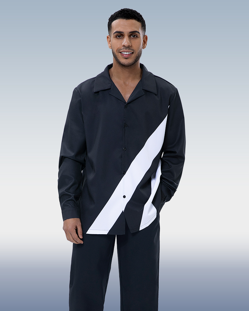 Ensemble de costume de marche noir pour homme, 2 pièces, manches longues
